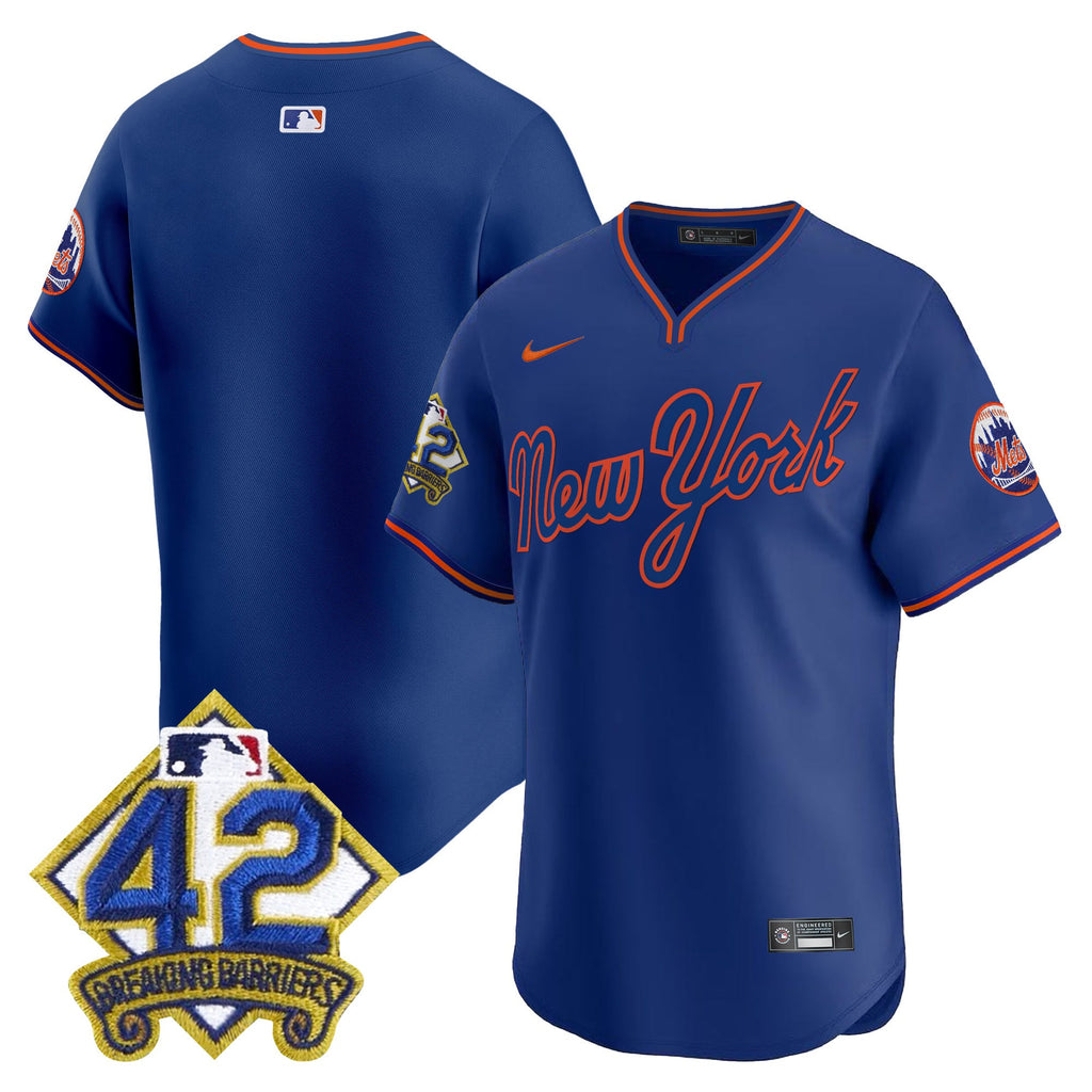 Men's New York Mets 2025 Jackie Robinson Patch Road Alternate Jersey  All Stitched