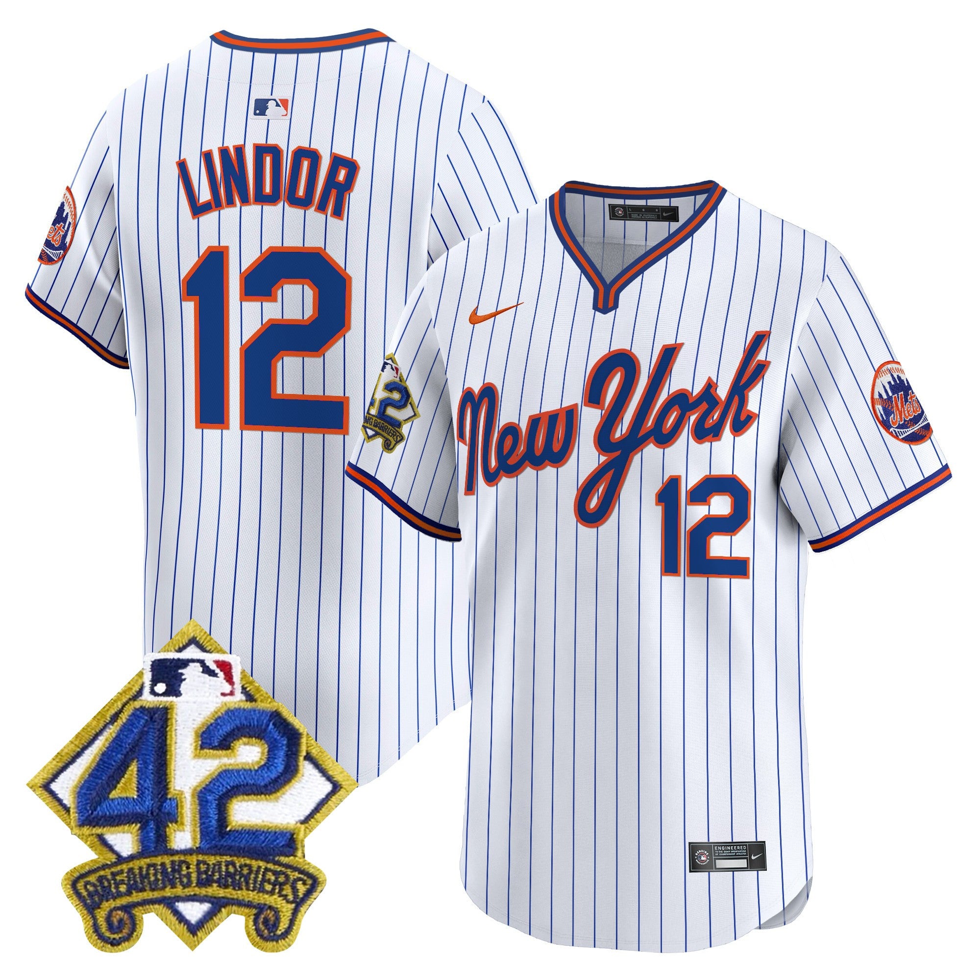 Men's New York Mets 2025 Jackie Robinson Patch Road Alternate Jersey  All Stitched