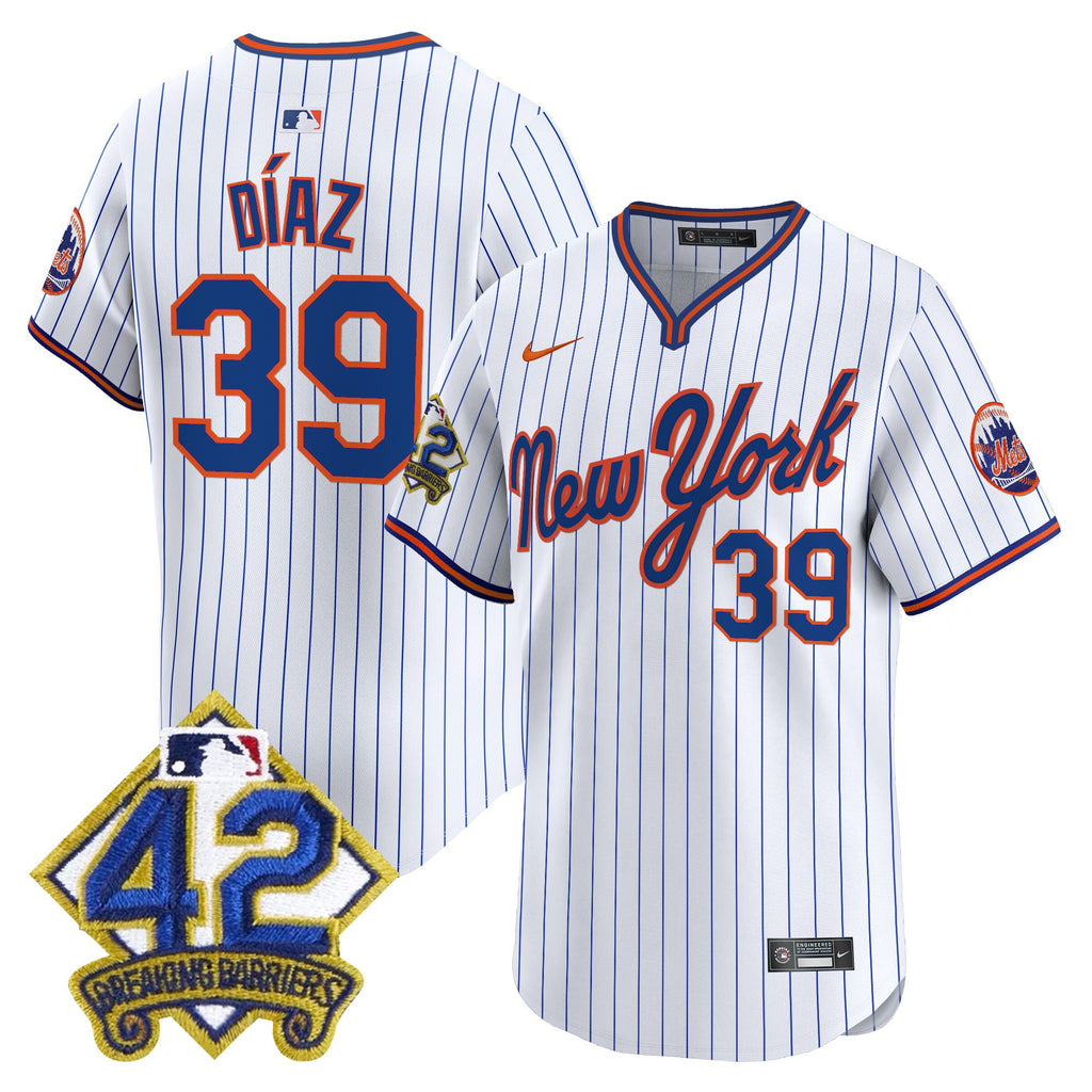 Men's New York Mets 2025 Jackie Robinson Patch Road Alternate Jersey  All Stitched