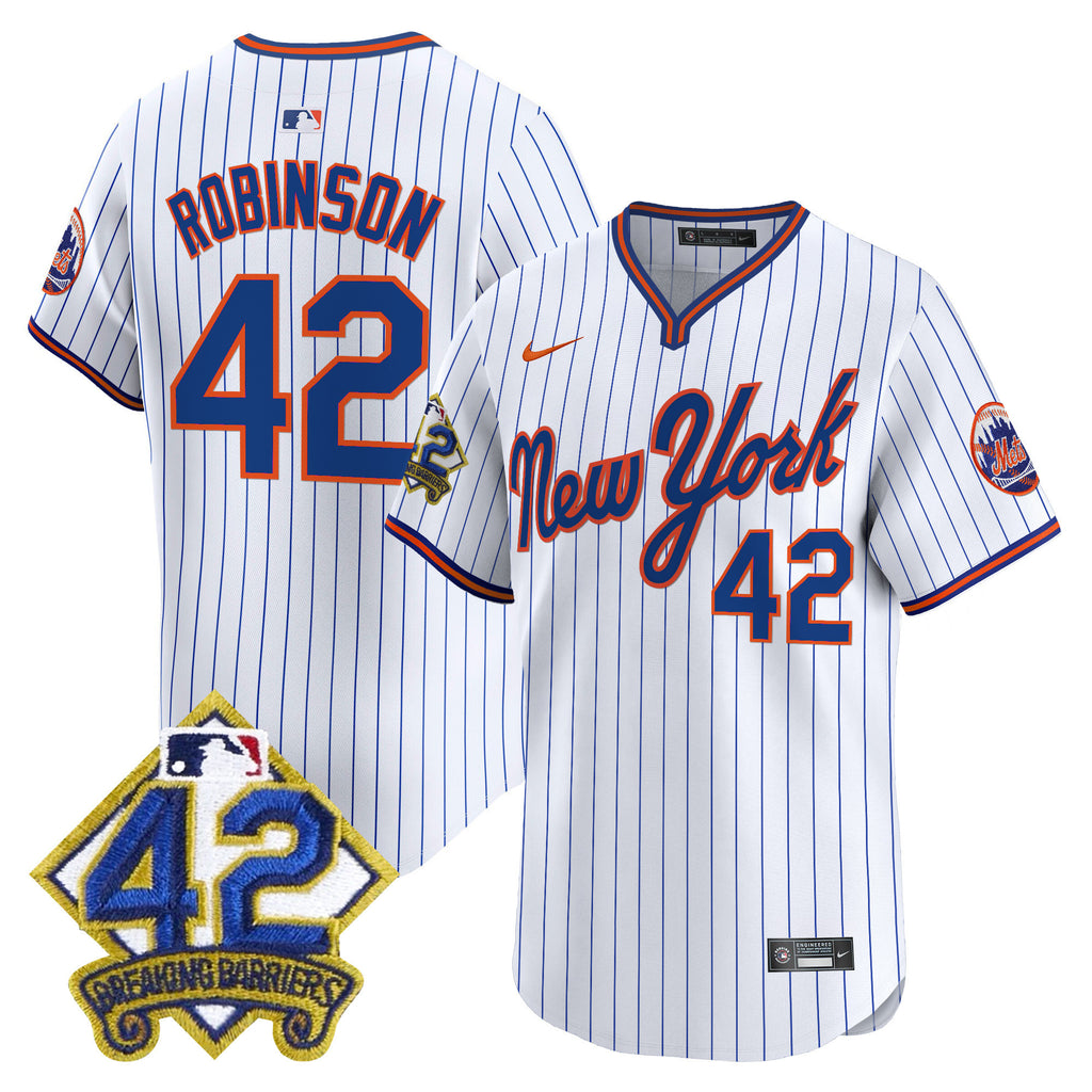Men's New York Mets 2025 Jackie Robinson Patch Road Alternate Jersey  All Stitched