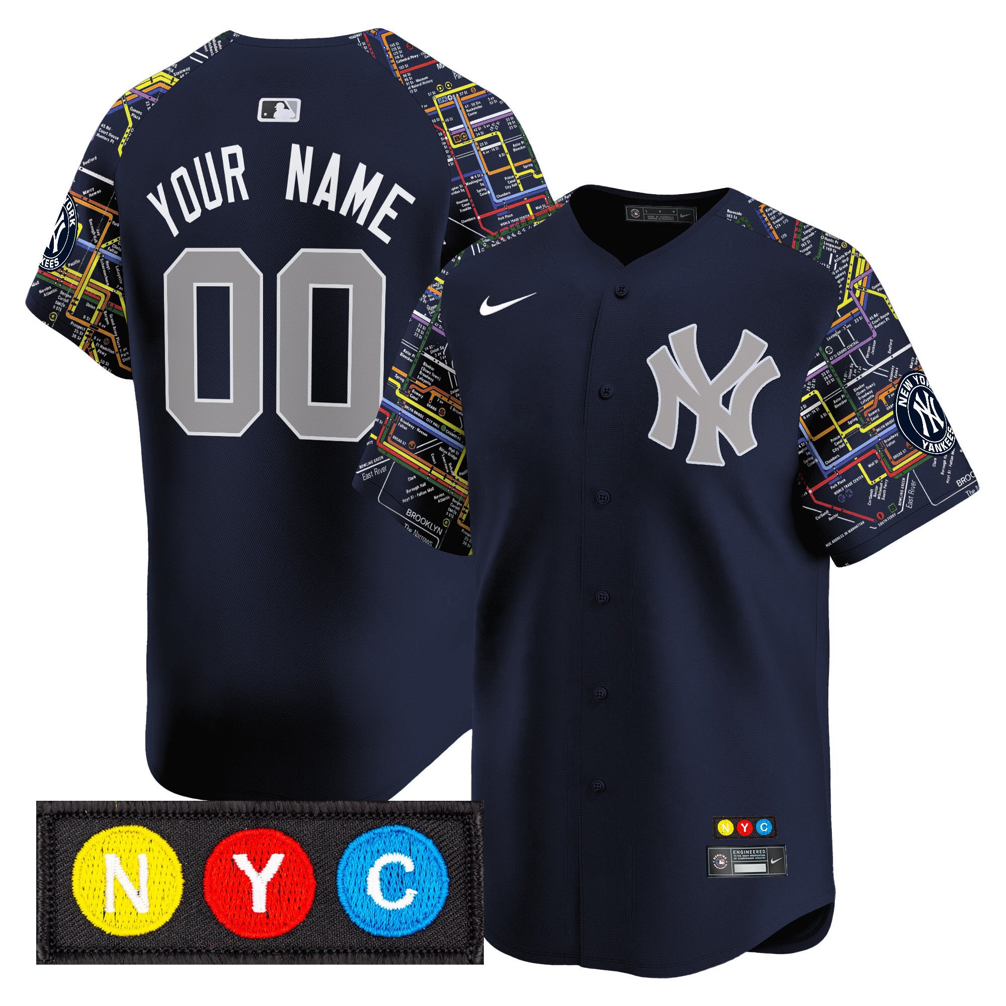 New York Yankees Subway Style Vapor Premier Limited Custom Jersey - Stitched