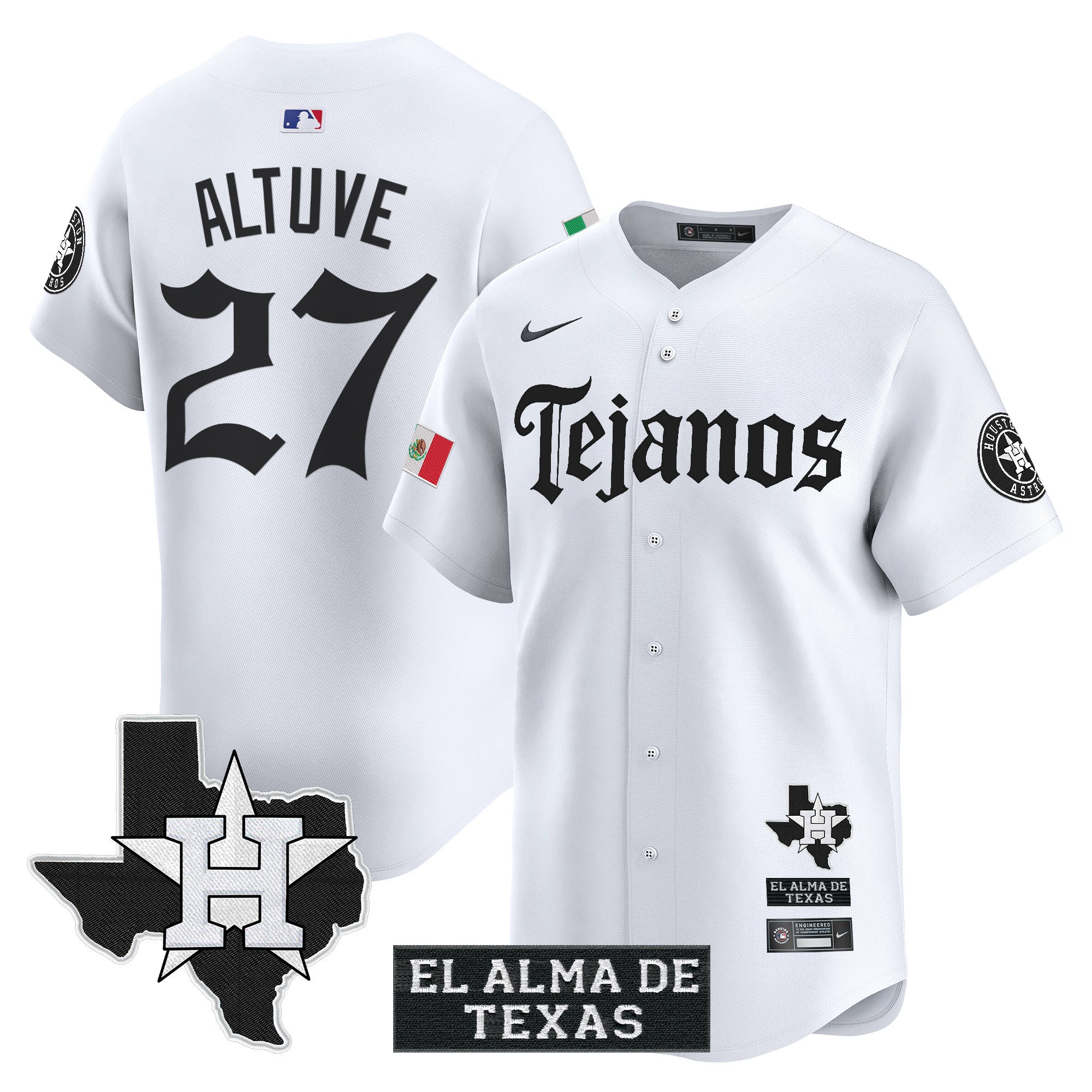 Men's Houston Astros Mexico Tejano Barrio Style Vapor Premier Limited Jersey - All Stitched