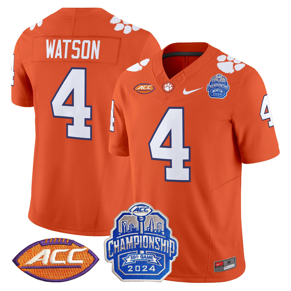 Men's Clemson Tigers 2024 ACC Championship Patch Vapor Limited Jersey - All Stitched