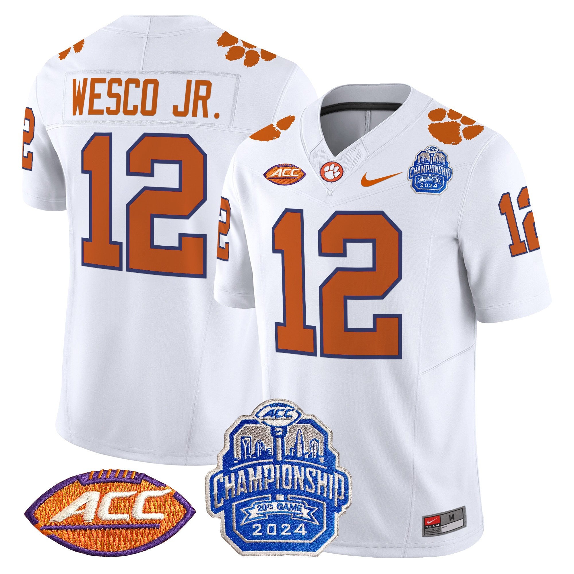 Men's Clemson Tigers 2024 ACC Championship Patch Vapor Limited Jersey - All Stitched