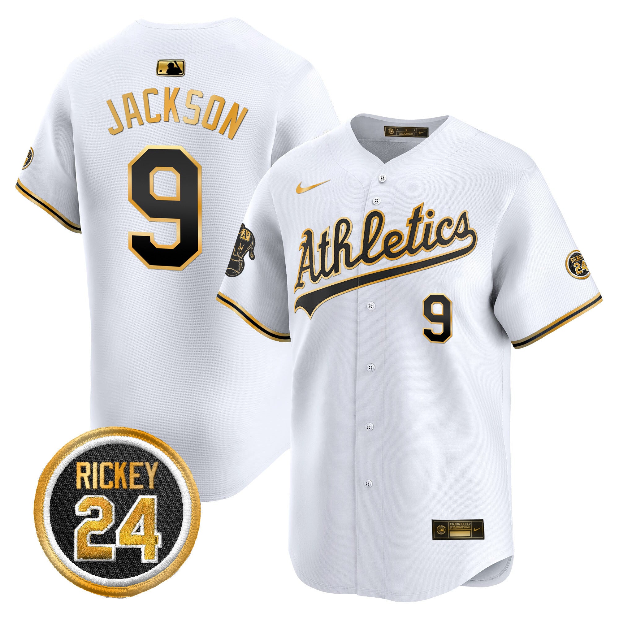Men's Oakland Athletics Rickey Henderson Patch Vapor Premier Limited Jersey - All Stitched