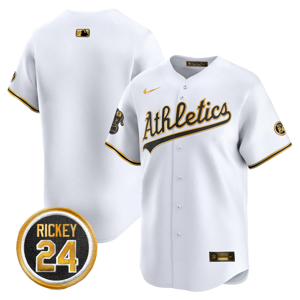 Men's Oakland Athletics Rickey Henderson Patch Vapor Premier Limited Jersey - All Stitched