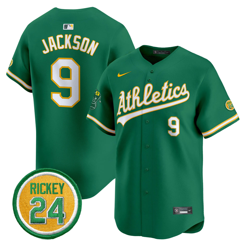 Men's Oakland Athletics Rickey Henderson Patch Vapor Premier Limited Jersey - All Stitched