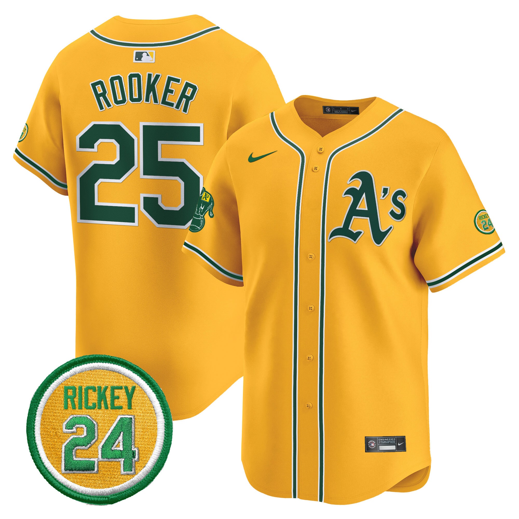 Men's Oakland Athletics Rickey Henderson Patch Vapor Premier Limited Jersey - All Stitched