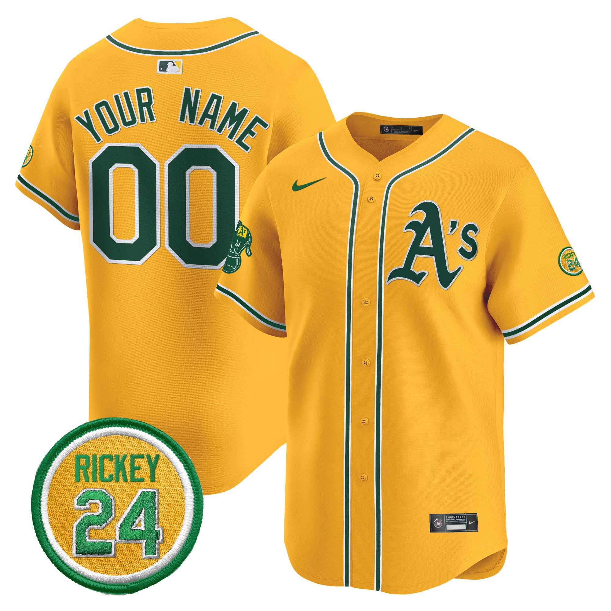 Oakland Athletics Rickey Henderson Patch Vapor Premier Limited Custom Jersey - All Stitched