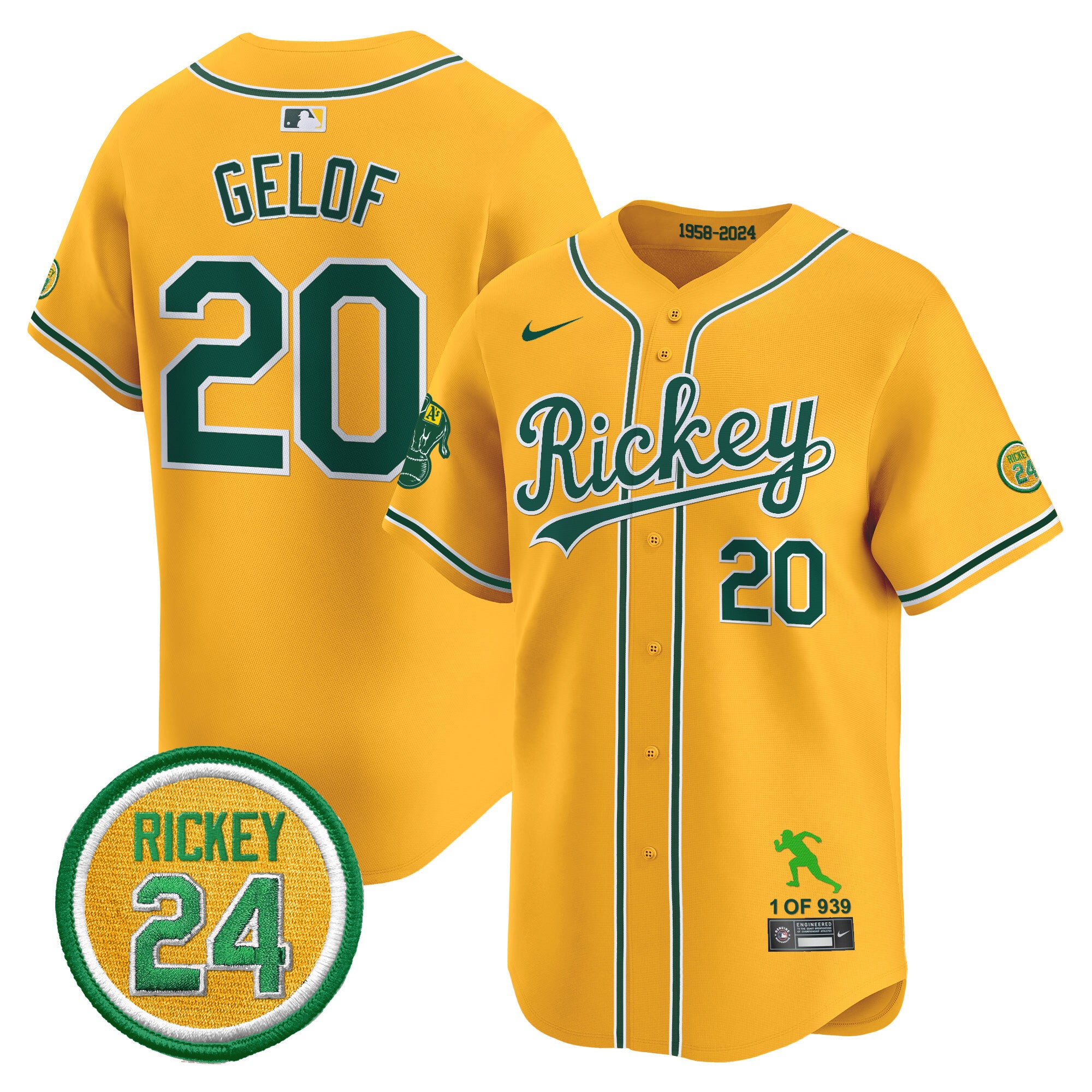 Men's Oakland Athletics Rickey Tribute style Vapor Premier Limited Jersey - All Stitched