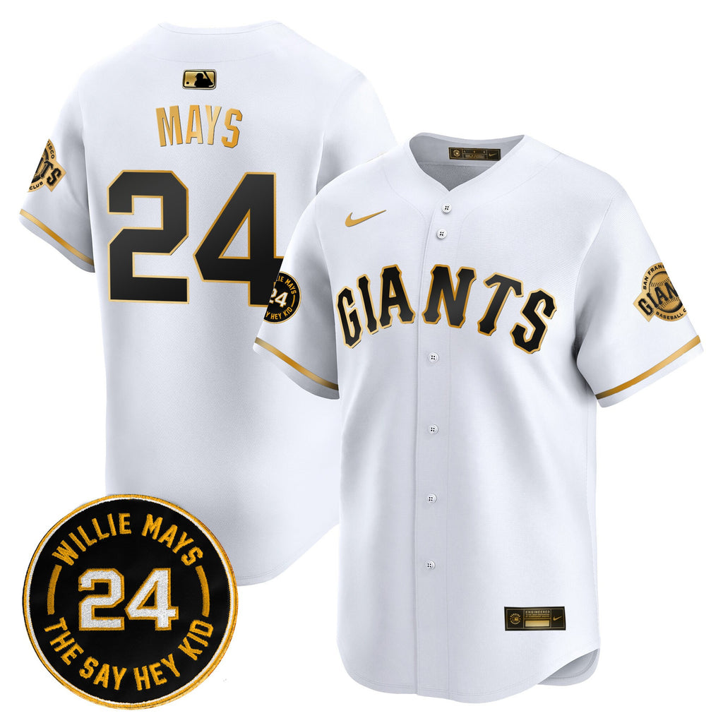Men's San Francisco Giants 2025 Willie Mays Patch Vapor Premier Limited Jersey - All Stitched