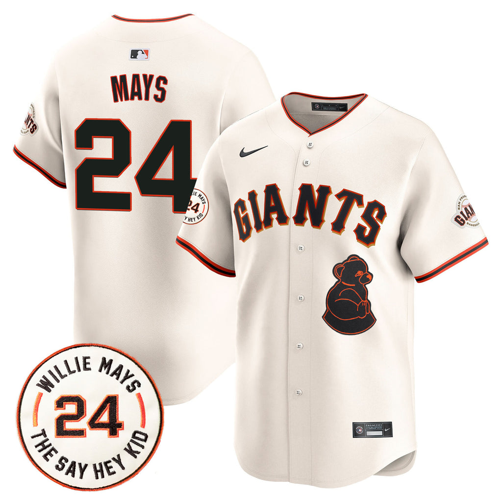 Men's San Francisco Giants 2024 Willie Mays Patch Vapor Premier Limited Jersey V4 - All Stitched