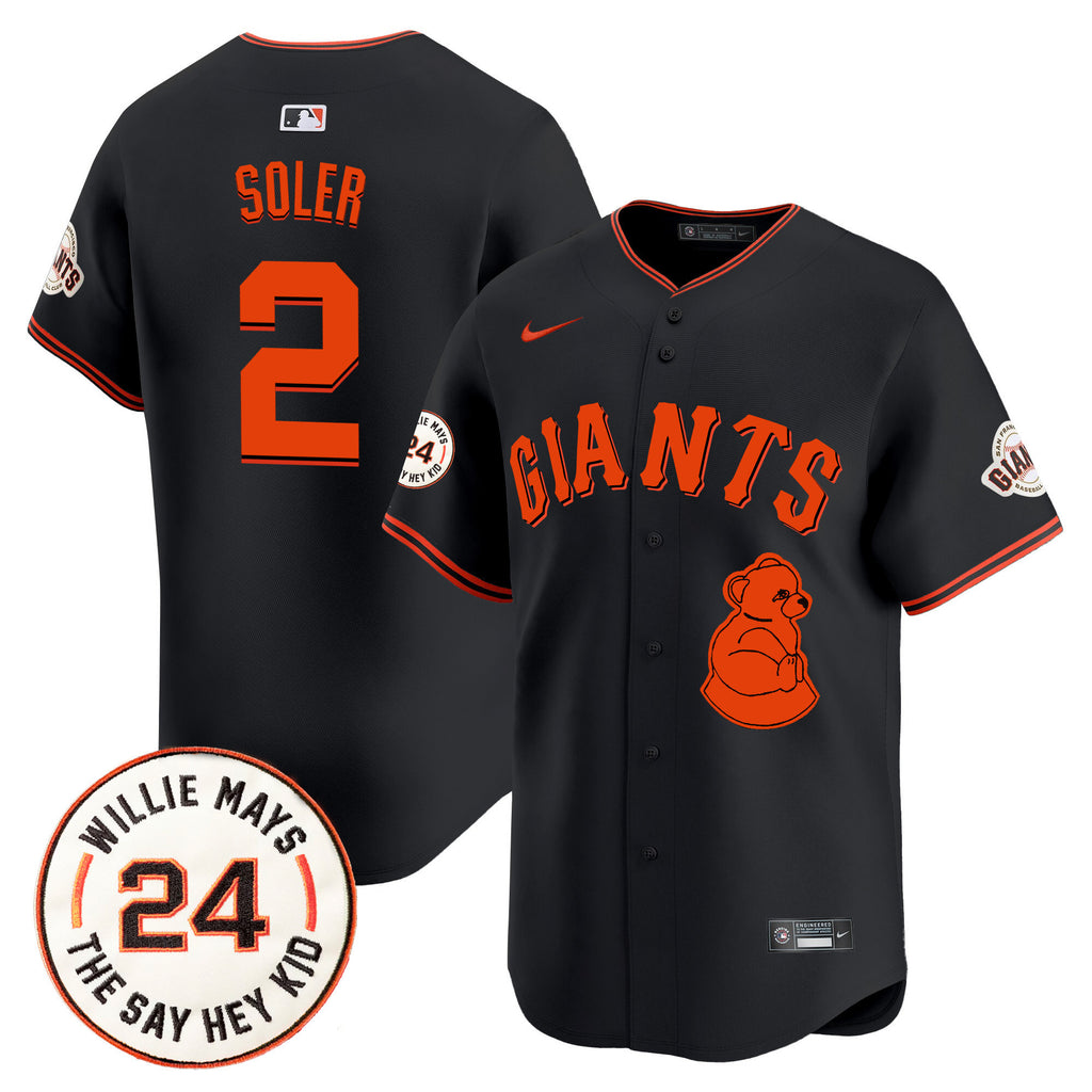 Men's San Francisco Giants 2024 Willie Mays Patch Vapor Premier Limited Jersey V4 - All Stitched