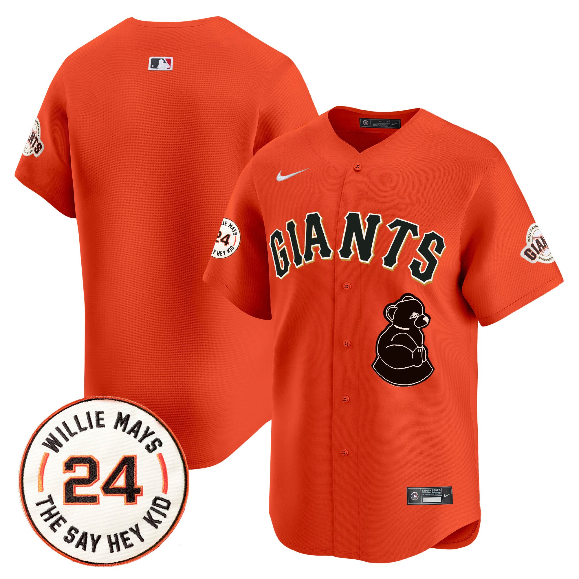 Men's San Francisco Giants 2024 Willie Mays Patch Vapor Premier Limited Jersey V4 - All Stitched