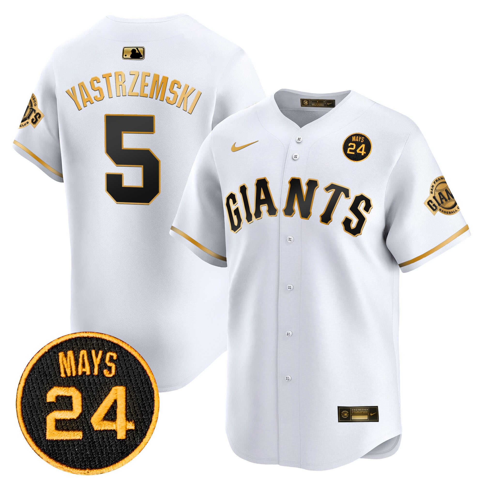 Men's San Francisco Giants 2024 Willie Mays Patch Vapor Premier Limited Jersey V3 - All Stitched