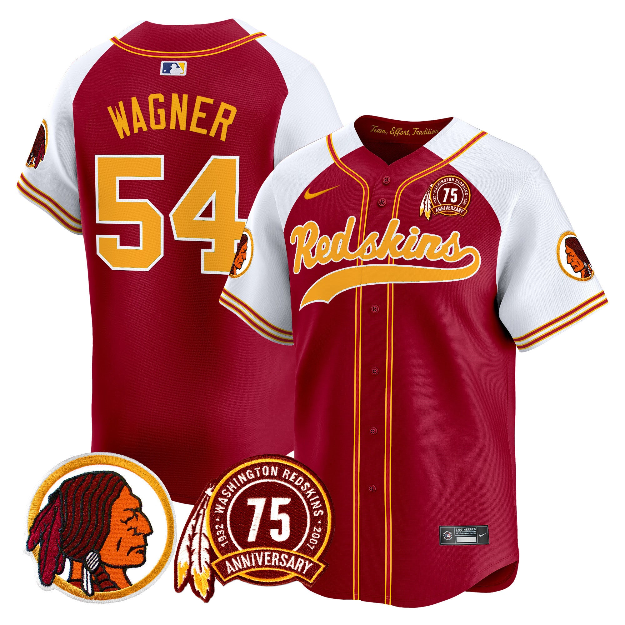 Men's Washington Redskins 75th Patch Throwback Vapor Premier Limited Jersey - All Stitched
