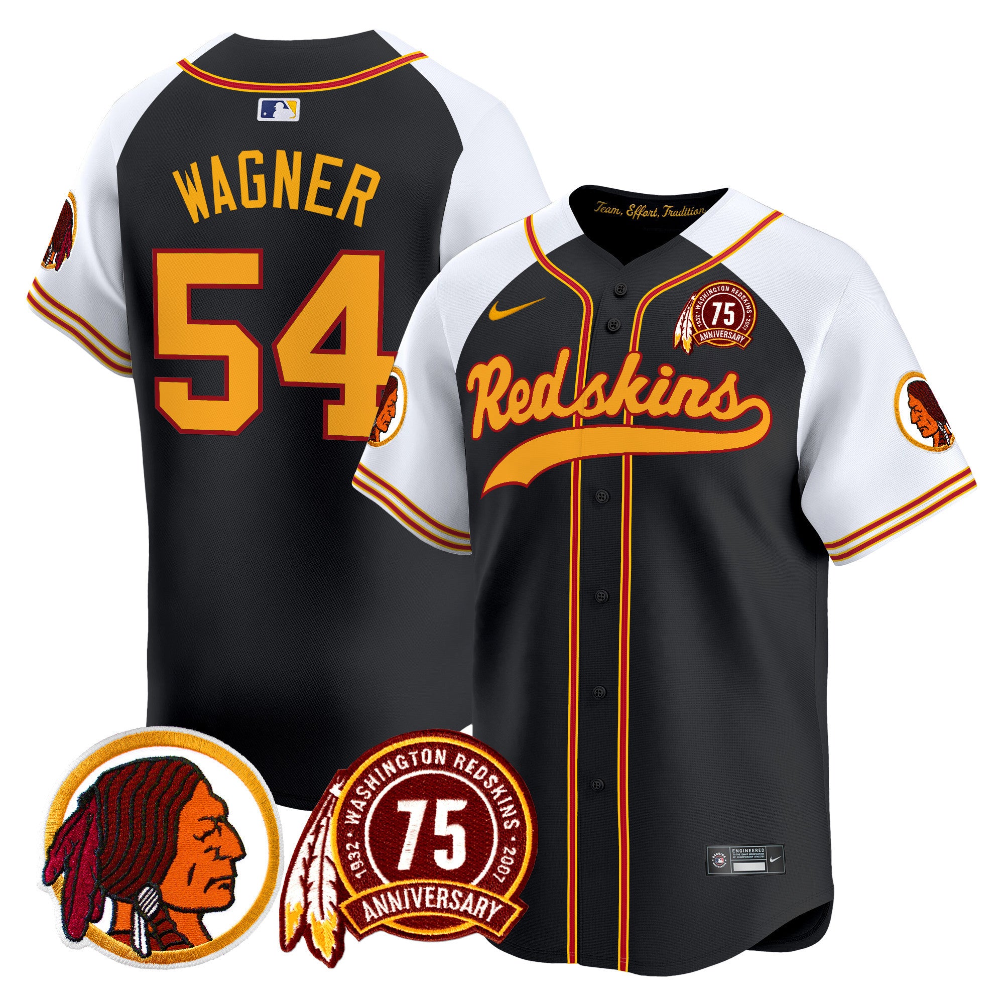 Men's Washington Redskins 75th Patch Throwback Vapor Premier Limited Jersey - All Stitched
