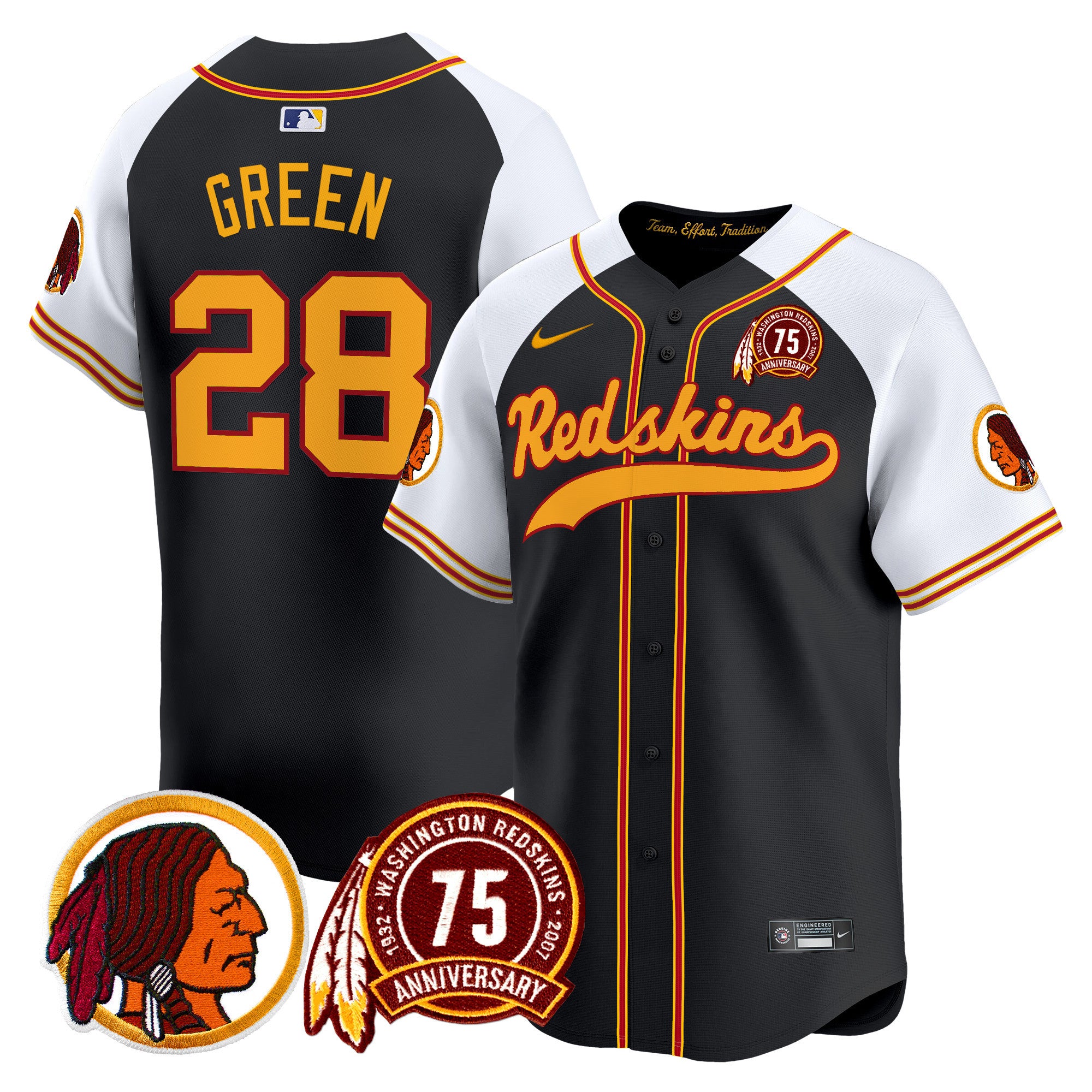 Men's Washington Redskins 75th Patch Throwback Vapor Premier Limited Jersey - All Stitched