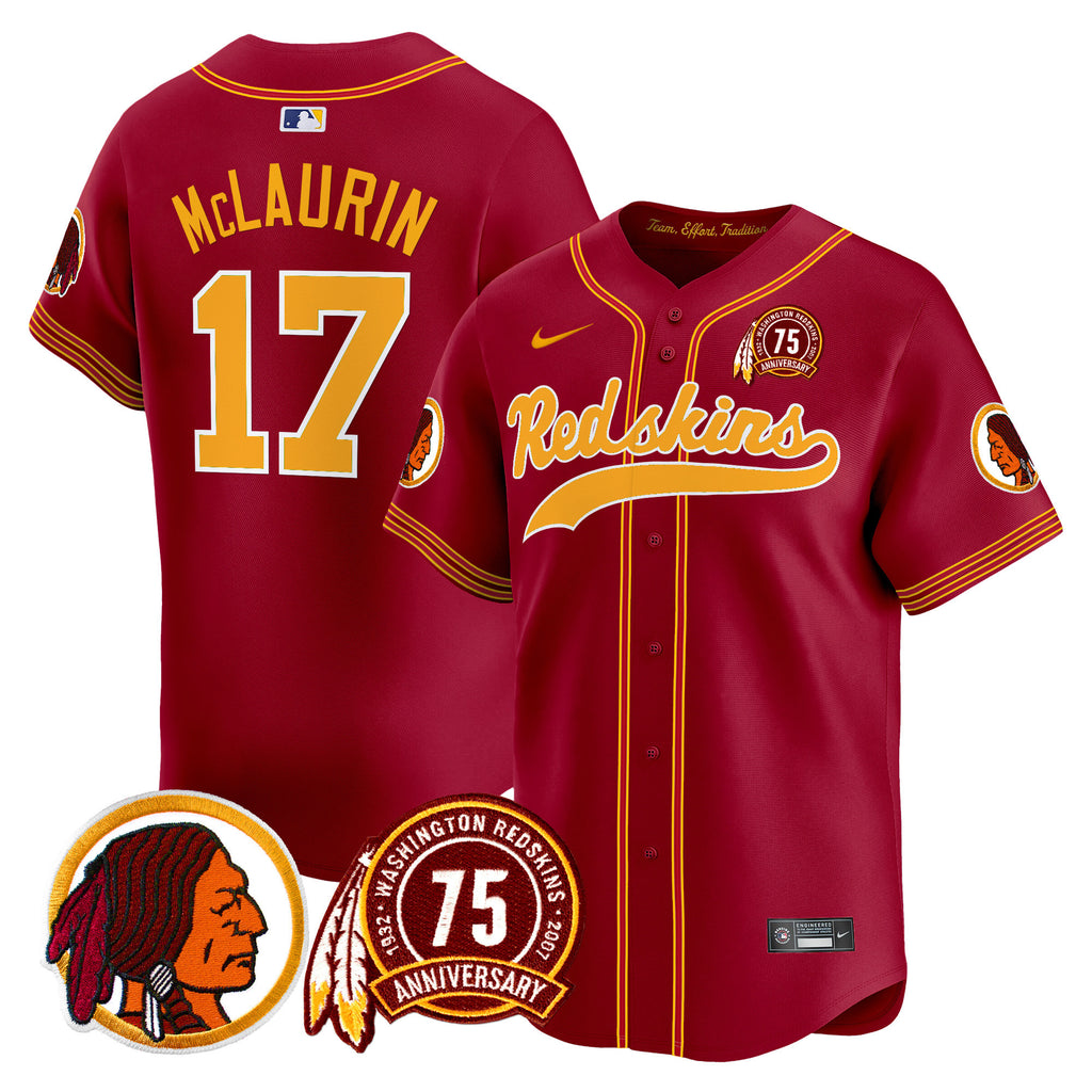 Men's Washington Redskins 75th Patch Throwback Vapor Premier Limited Jersey - All Stitched