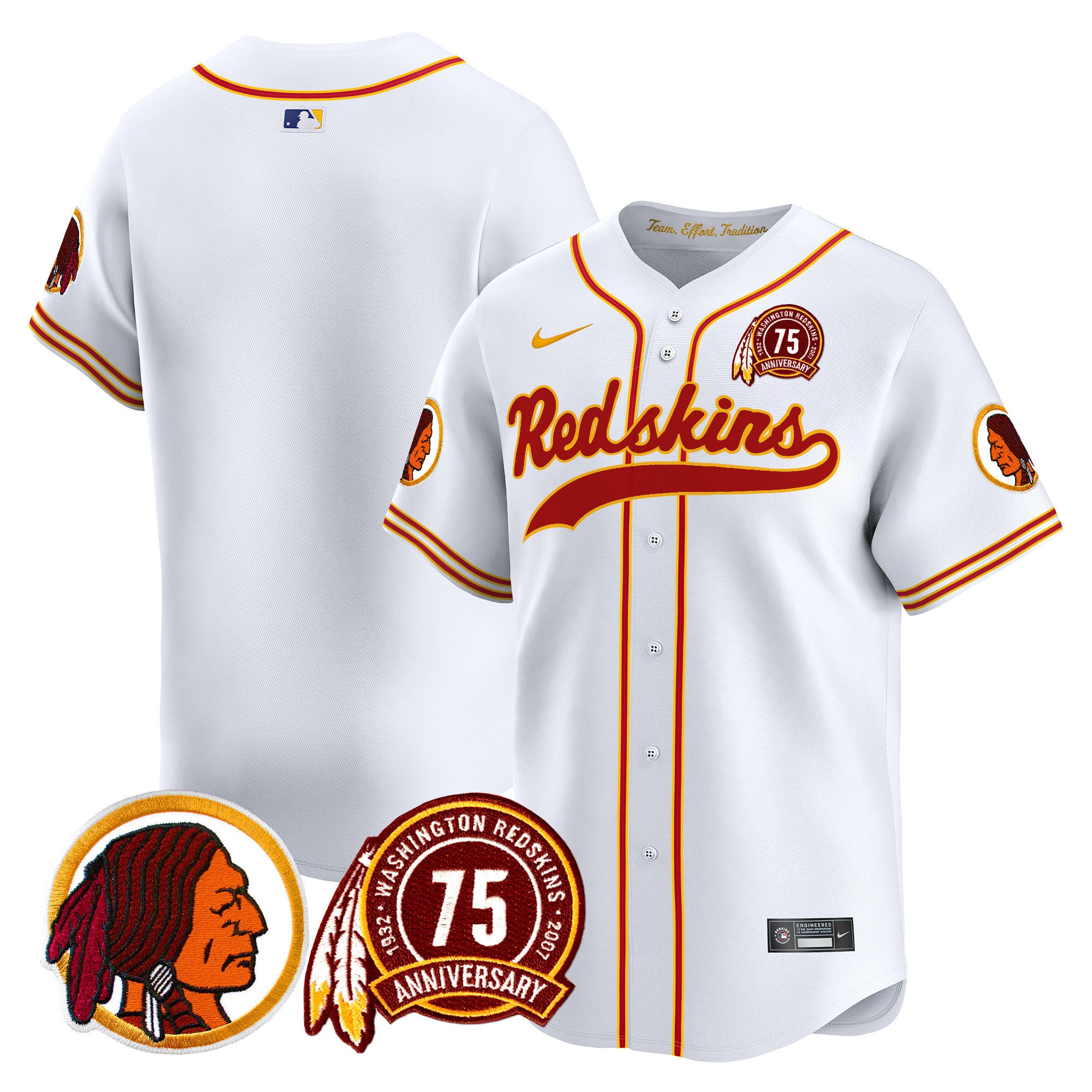 Men's Washington Redskins 75th Patch Throwback Vapor Premier Limited Jersey - All Stitched