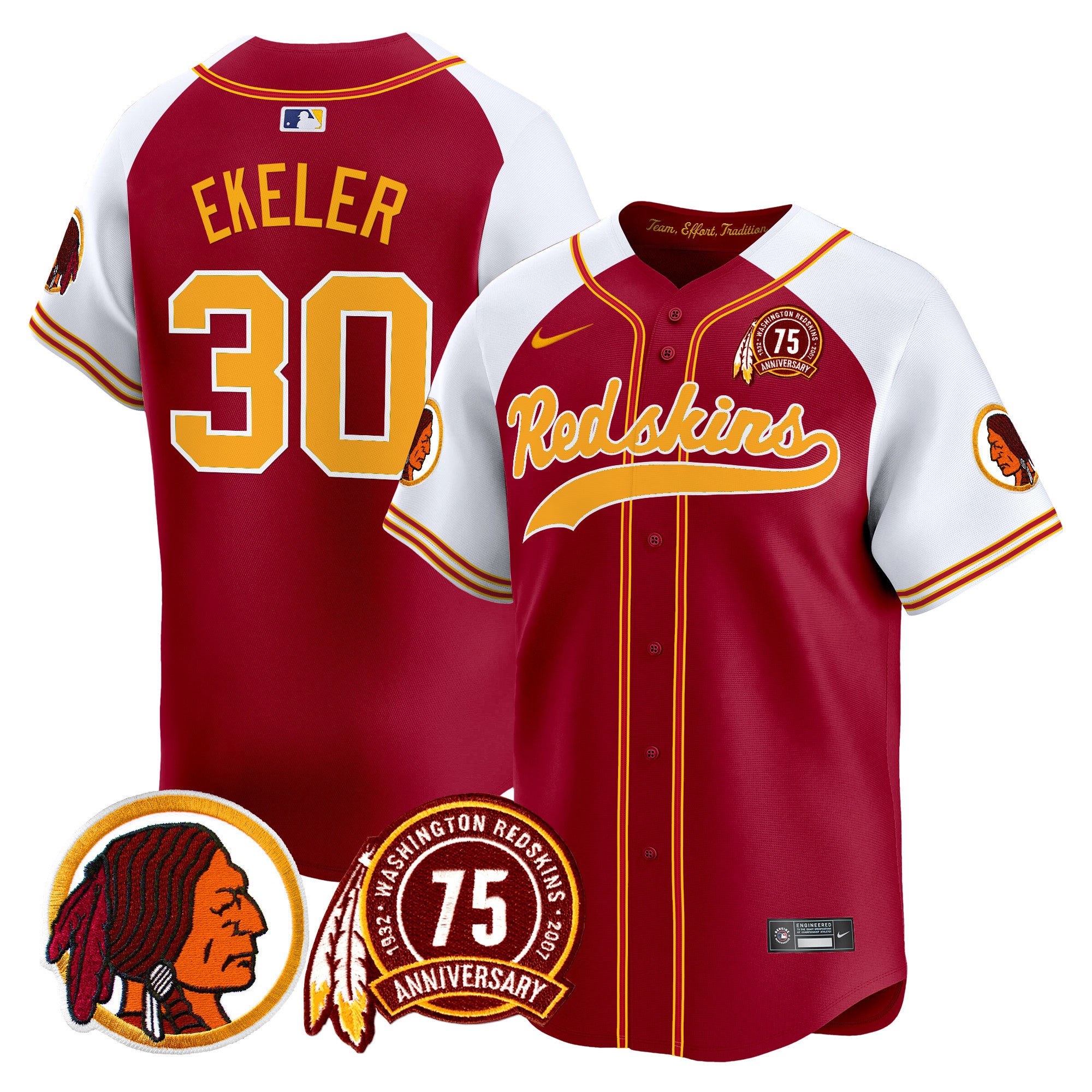 Men's Washington Redskins 75th Patch Throwback Vapor Premier Limited Jersey - All Stitched