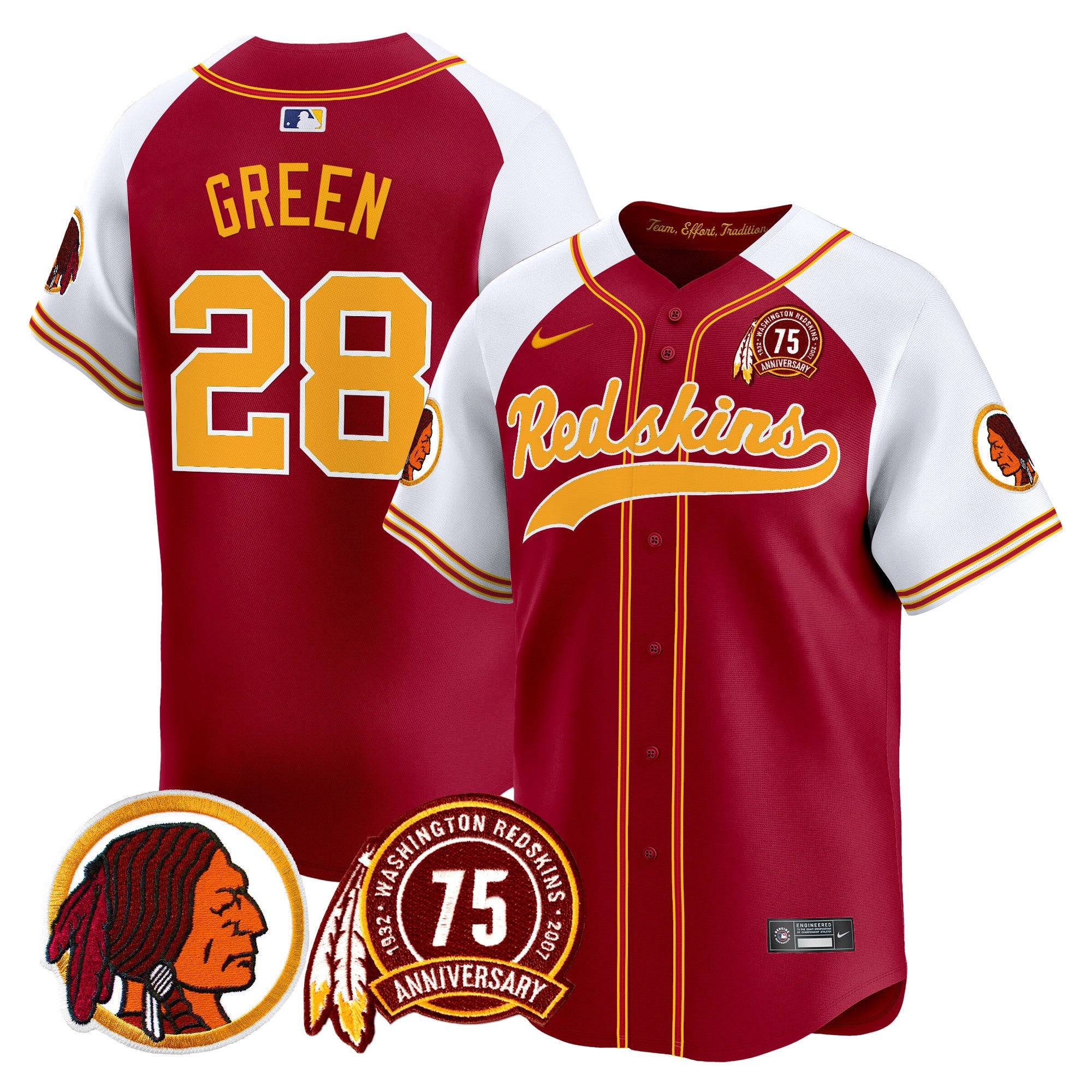 Men's Washington Redskins 75th Patch Throwback Vapor Premier Limited Jersey - All Stitched