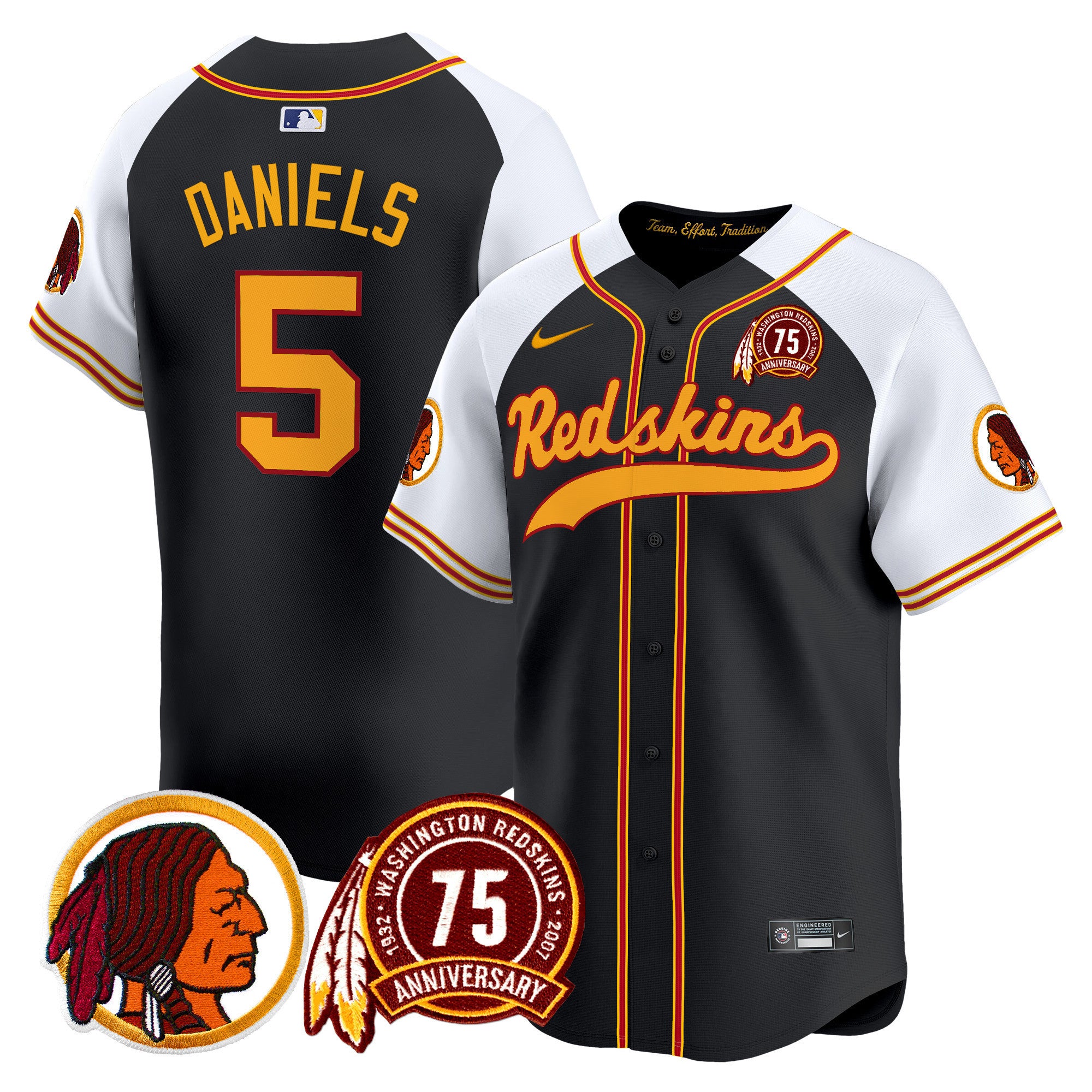 Men's Washington Redskins 75th Patch Throwback Vapor Premier Limited Jersey - All Stitched