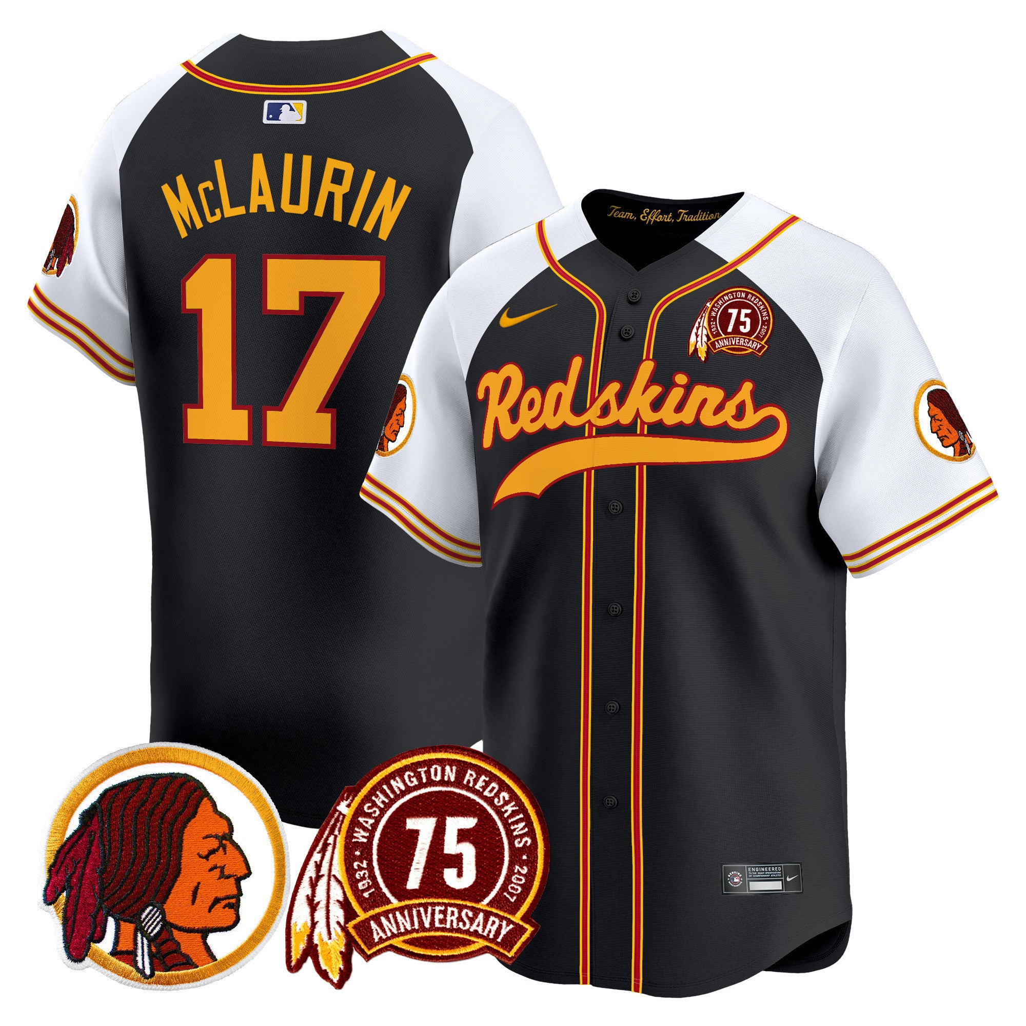 Men's Washington Redskins 75th Patch Throwback Vapor Premier Limited Jersey - All Stitched