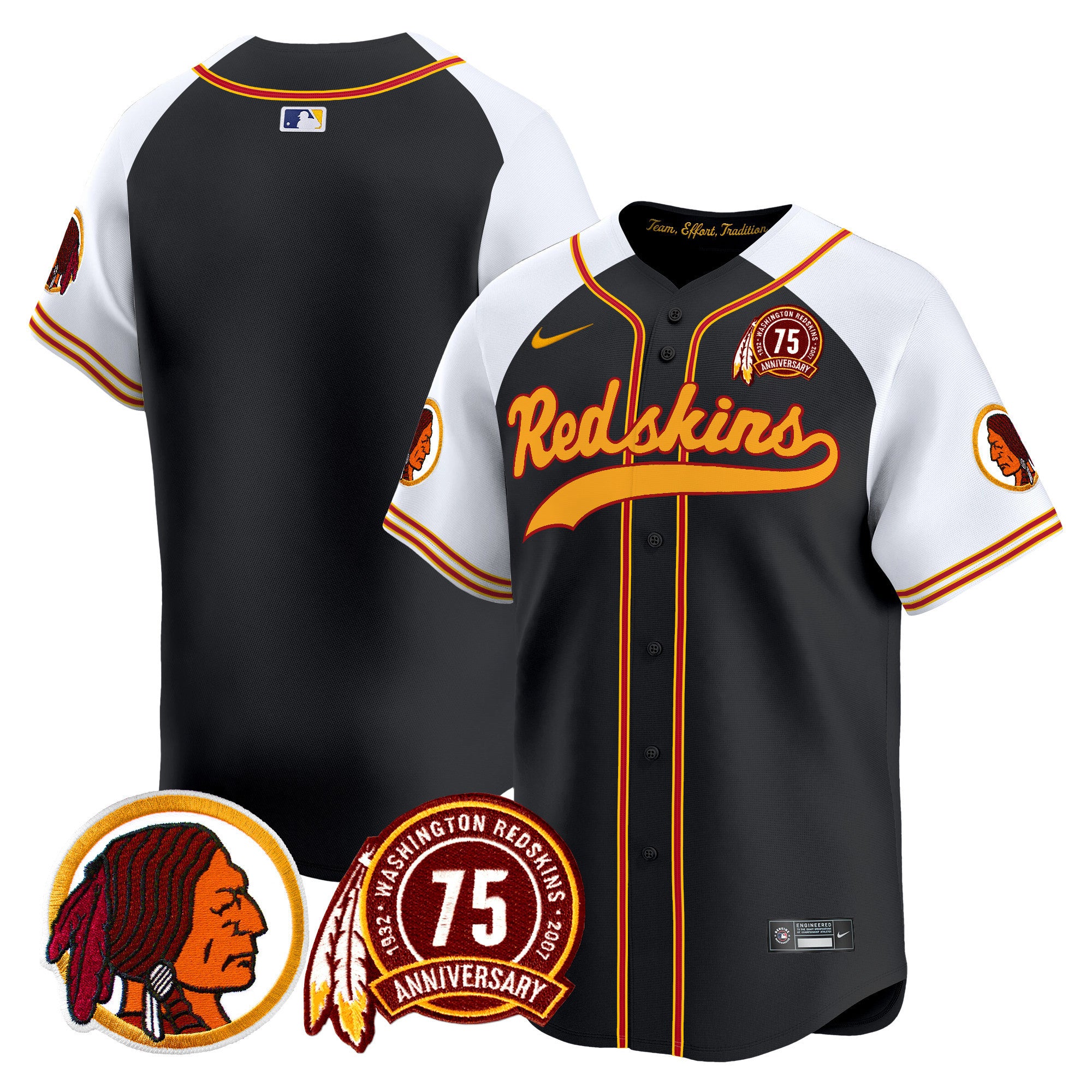 Men's Washington Redskins 75th Patch Throwback Vapor Premier Limited Jersey - All Stitched