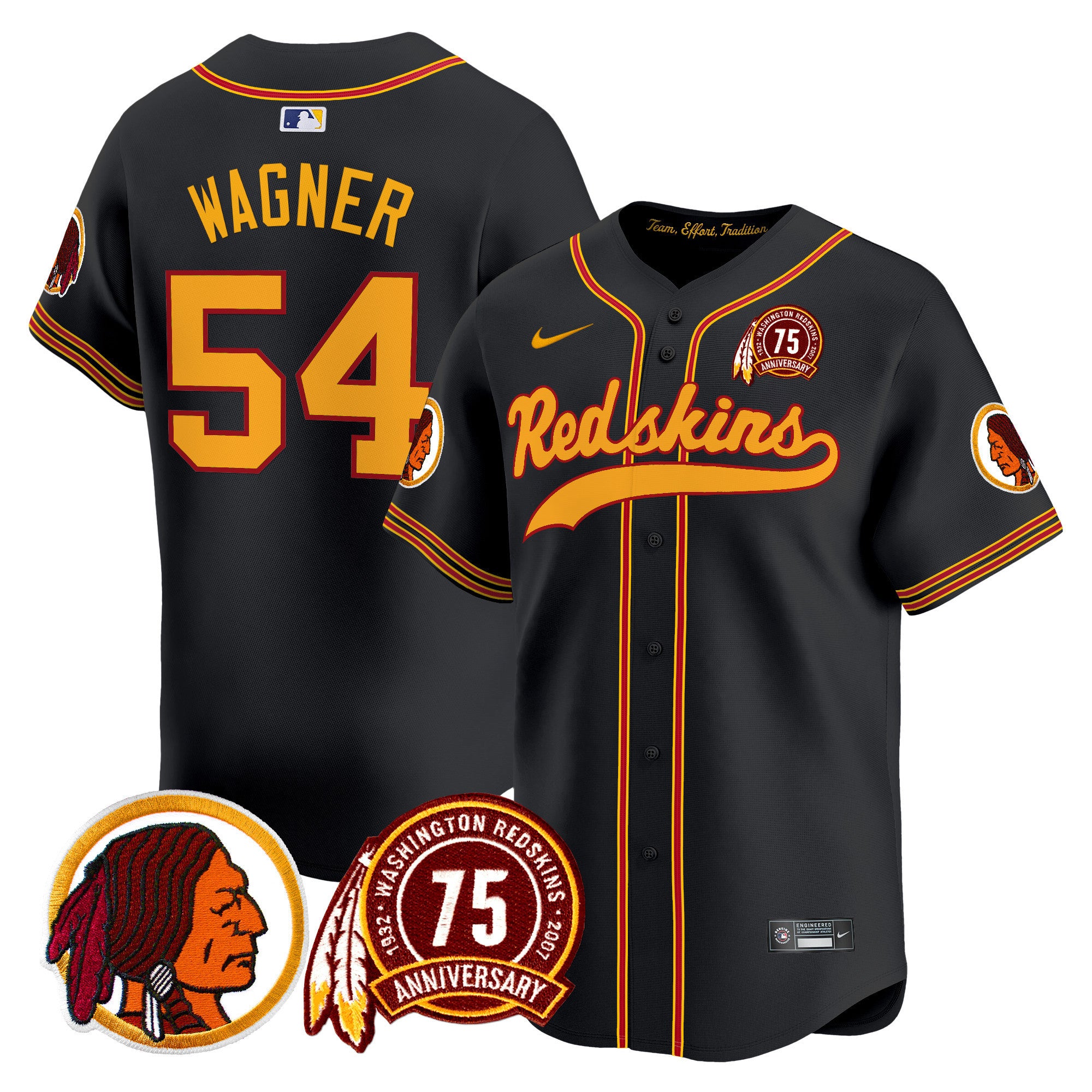 Men's Washington Redskins 75th Patch Throwback Vapor Premier Limited Jersey - All Stitched