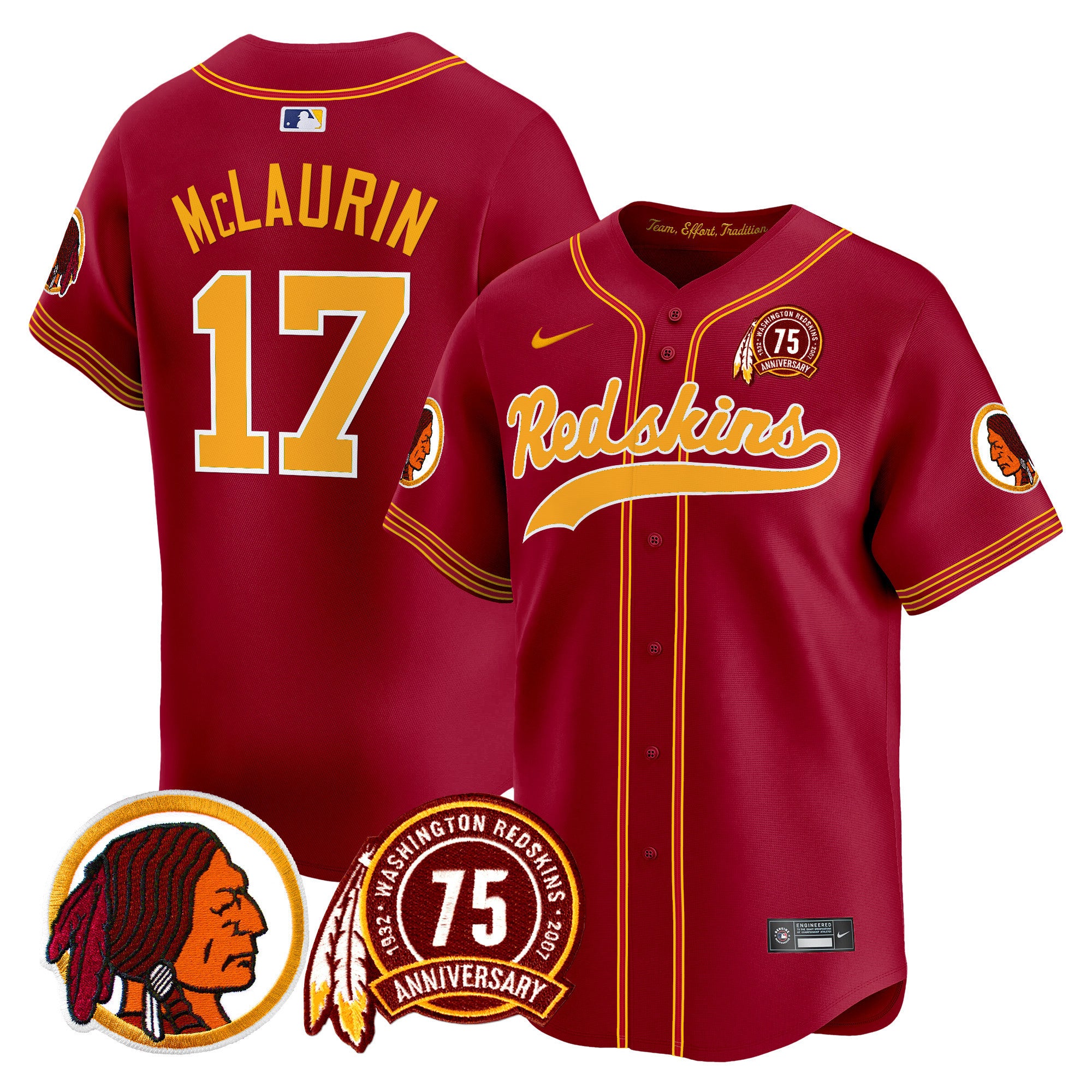 Men's Washington Redskins 75th Patch Throwback Vapor Premier Limited Jersey - All Stitched