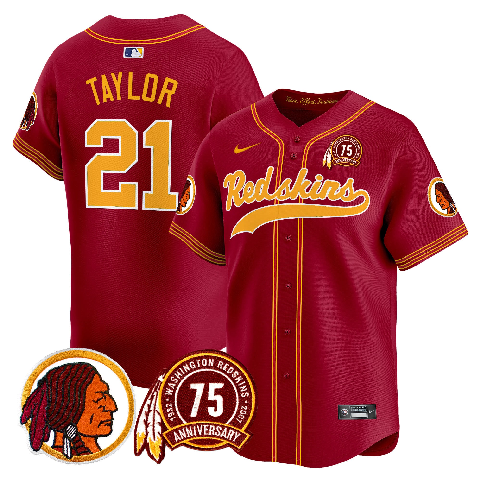 Men's Washington Redskins 75th Patch Throwback Vapor Premier Limited Jersey - All Stitched