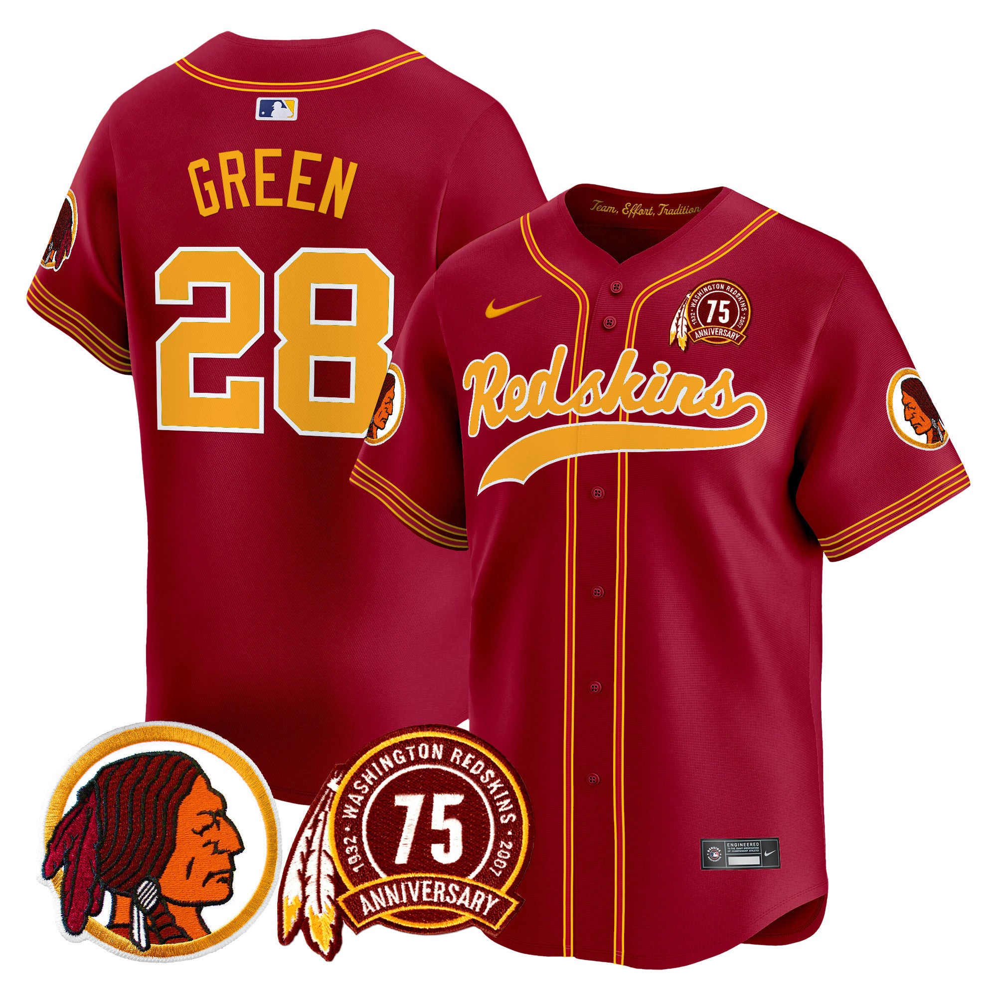 Men's Washington Redskins 75th Patch Throwback Vapor Premier Limited Jersey - All Stitched