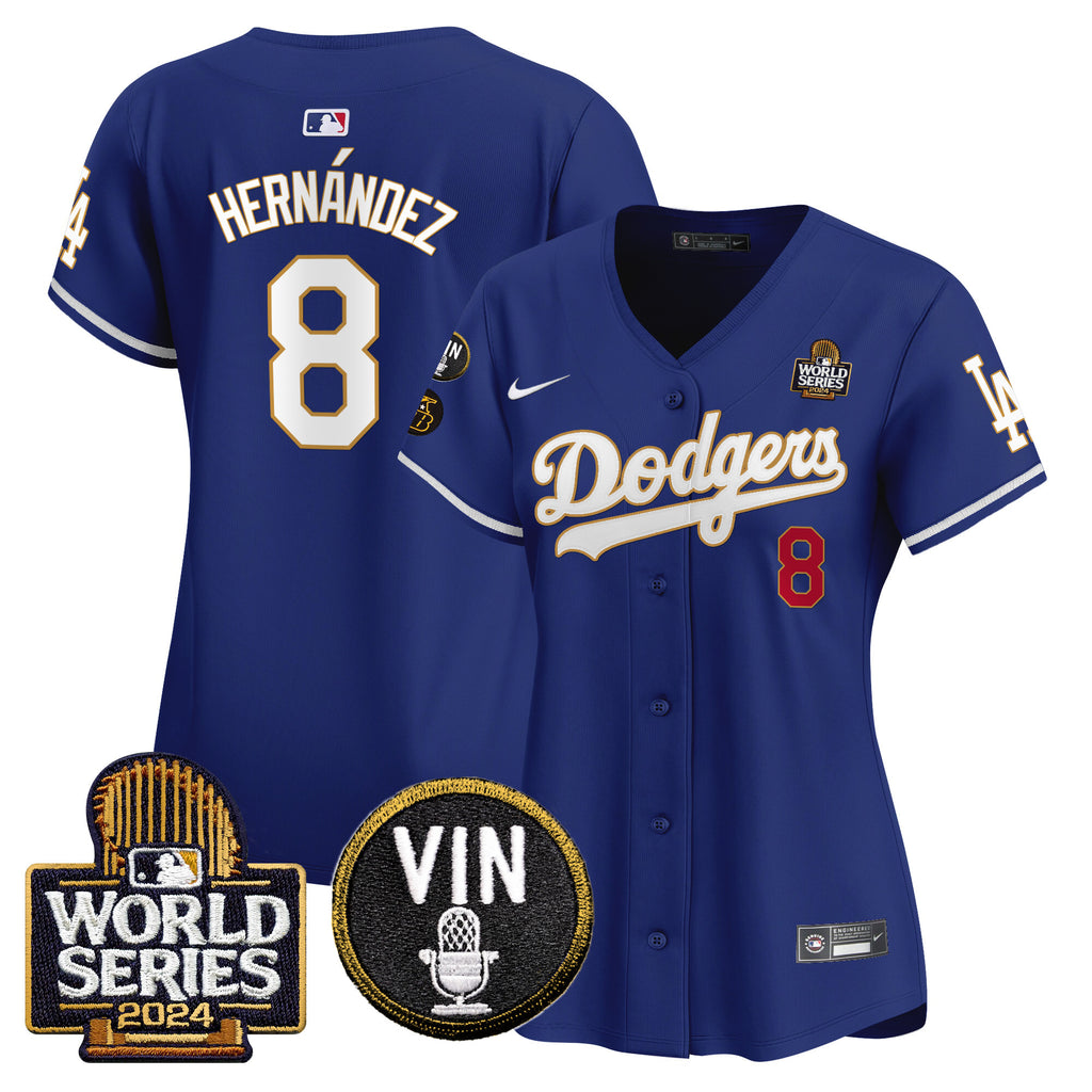 Women's Dodgers 2024 World Series Gold Trim Vapor Premier Limited Jersey V2 - All Stitched