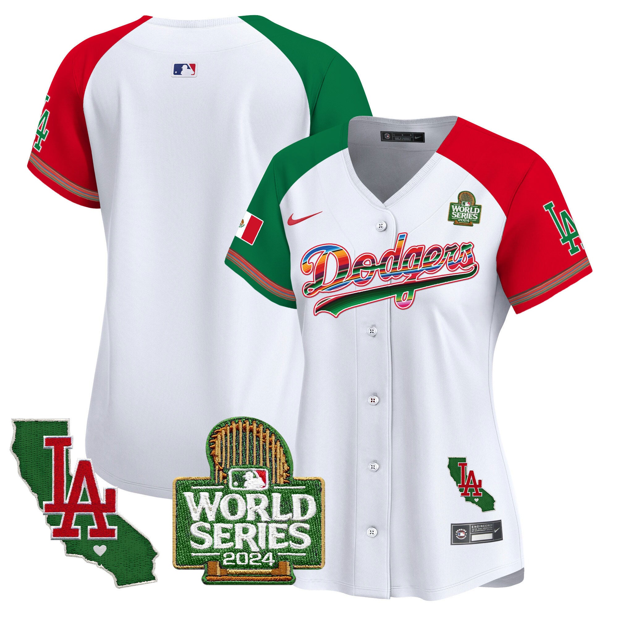 Women's Dodgers Mexico 2024 World Series Vapor Premier Limited Jersey V2 - All Stitched