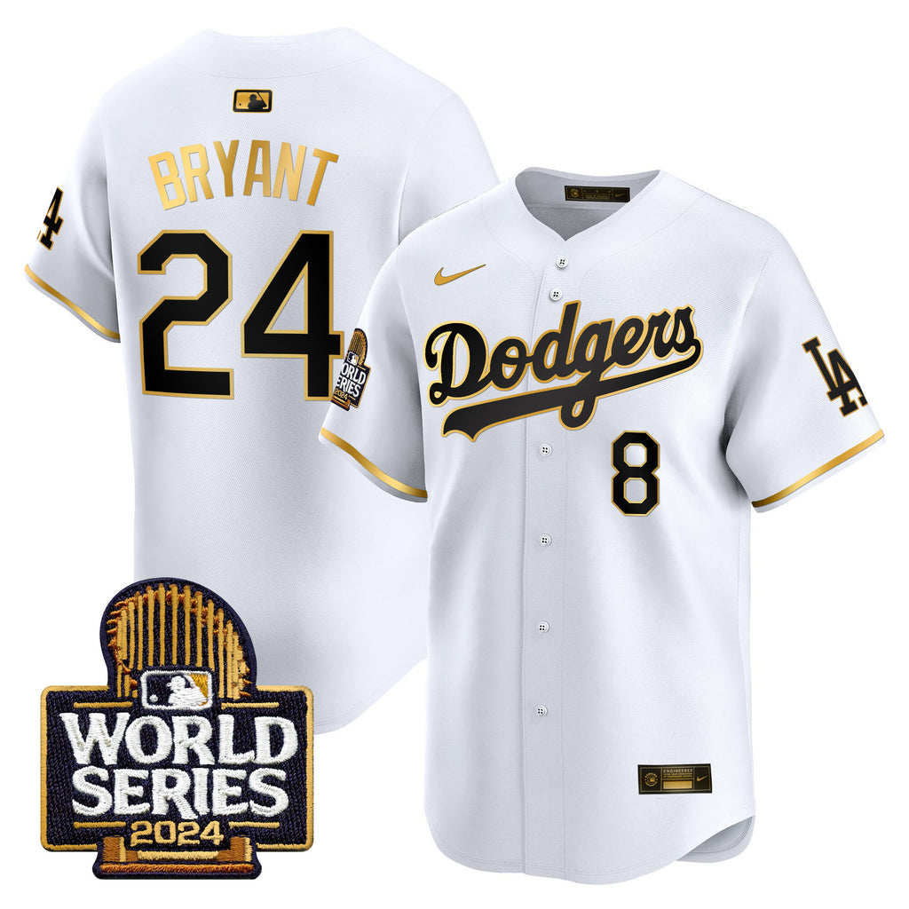 Men's Dodgers 2024 World Series Gold Trim Vapor Premier Limited Jersey - All Stitched