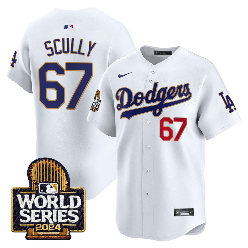 Men's Dodgers 2024 World Series Gold Trim Vapor Premier Limited Jersey - All Stitched