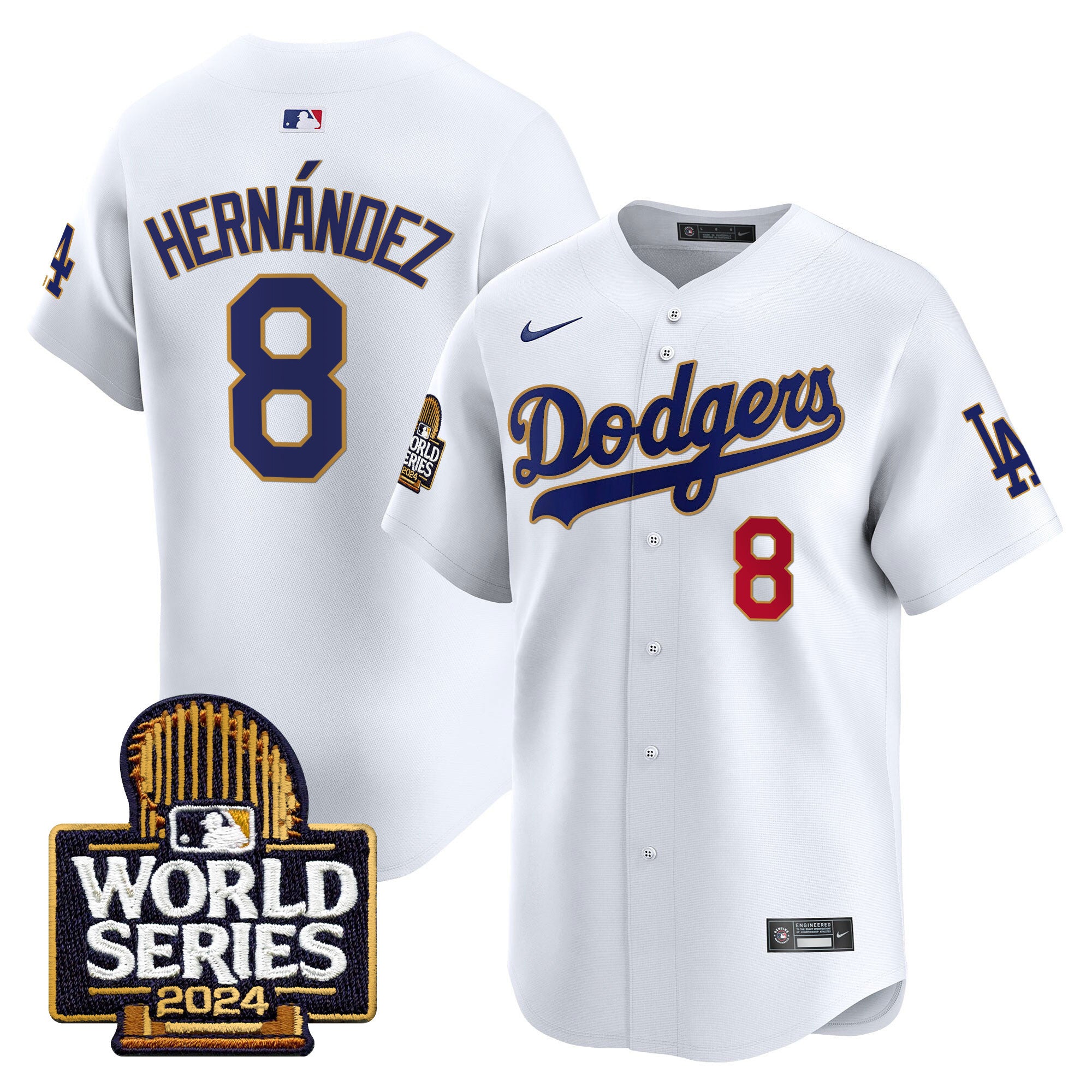 Men's Dodgers 2024 World Series Gold Trim Vapor Premier Limited Jersey - All Stitched