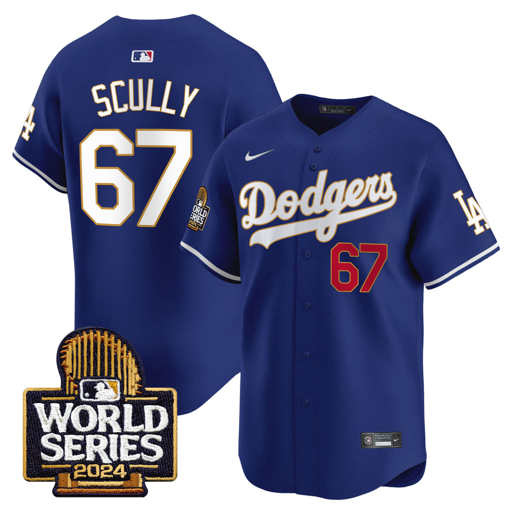 Men's Dodgers 2024 World Series Gold Trim Vapor Premier Limited Jersey - All Stitched