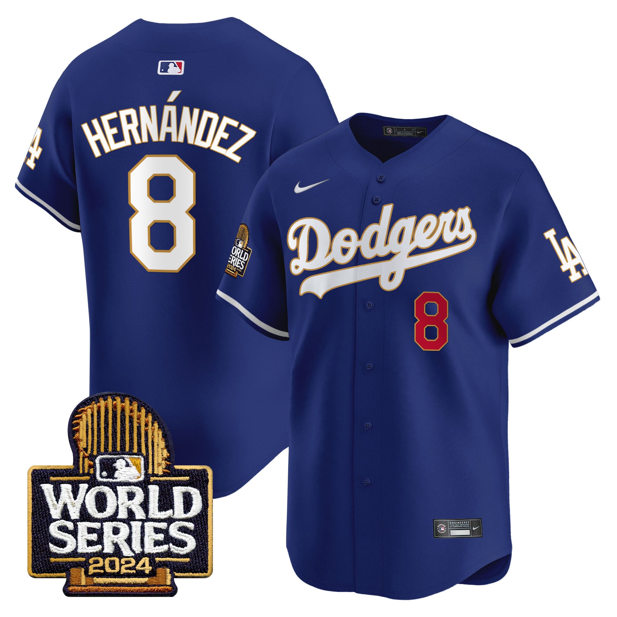 Men's Dodgers 2024 World Series Gold Trim Vapor Premier Limited Jersey - All Stitched