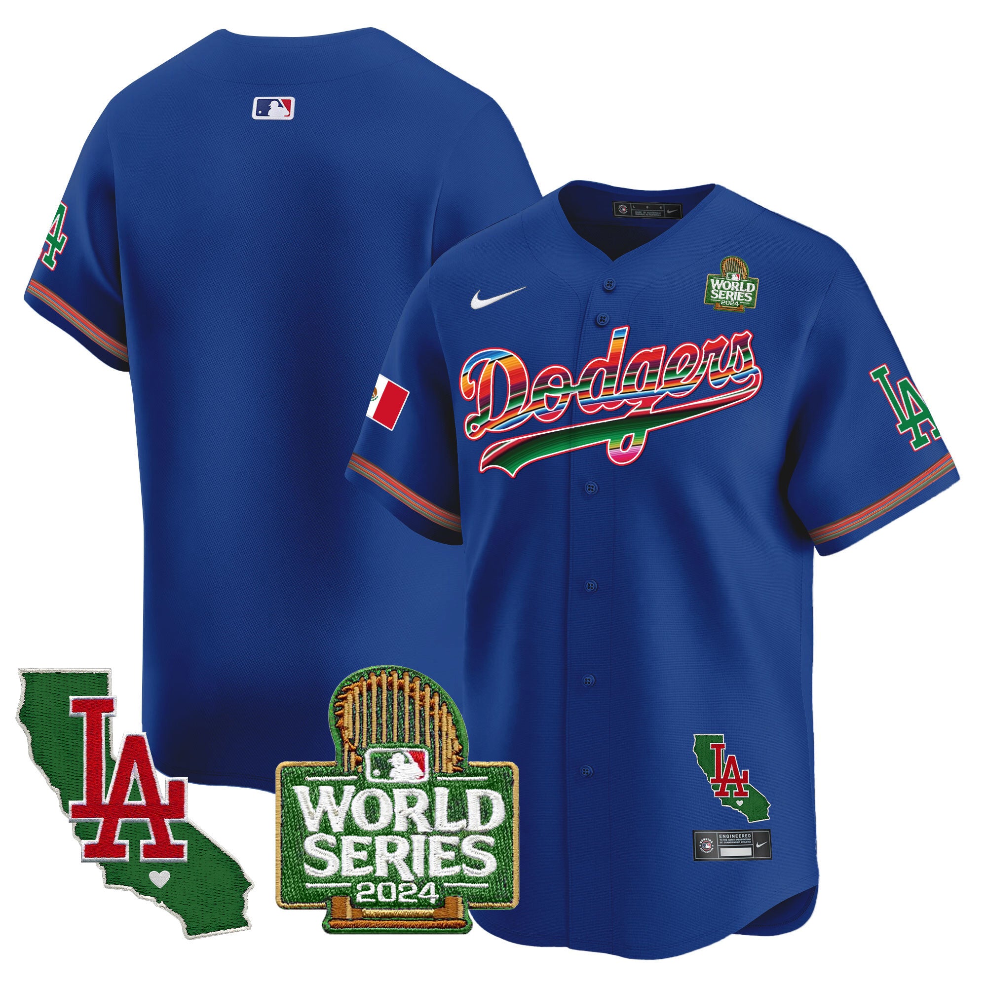 Men's Dodgers Mexico 2024 World Series Vapor Premier Limited Jersey V2 - All Stitched