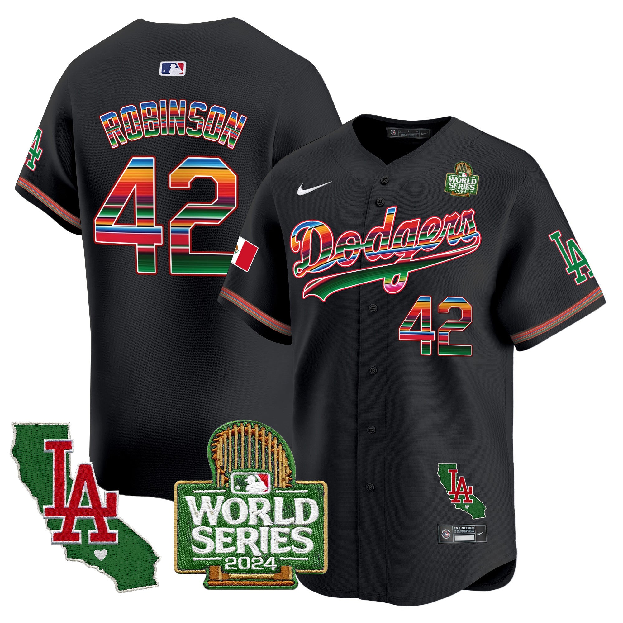 Men's Dodgers Mexico 2024 World Series Vapor Premier Limited Jersey V2 - All Stitched