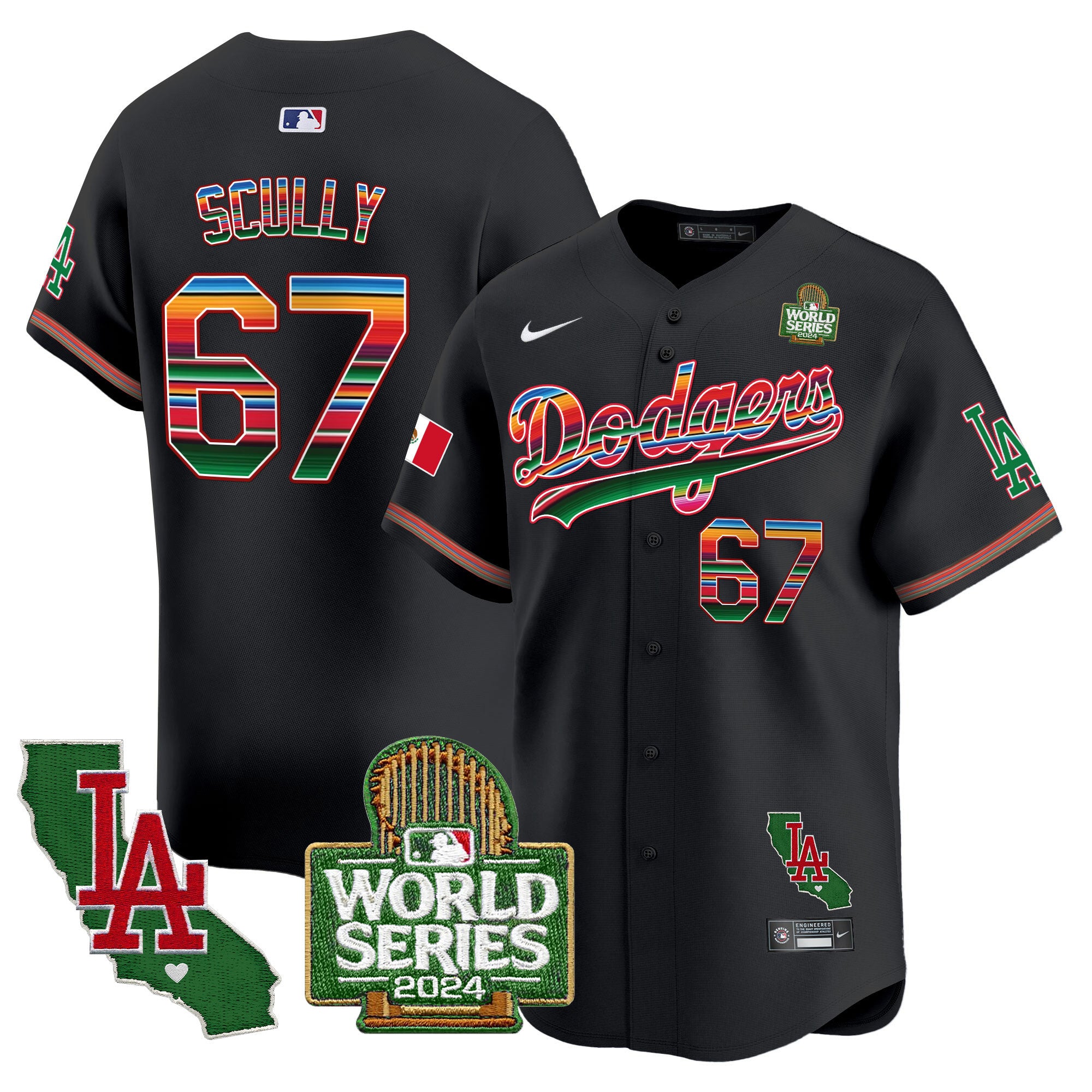 Men's Dodgers Mexico 2024 World Series Vapor Premier Limited Jersey V2 - All Stitched