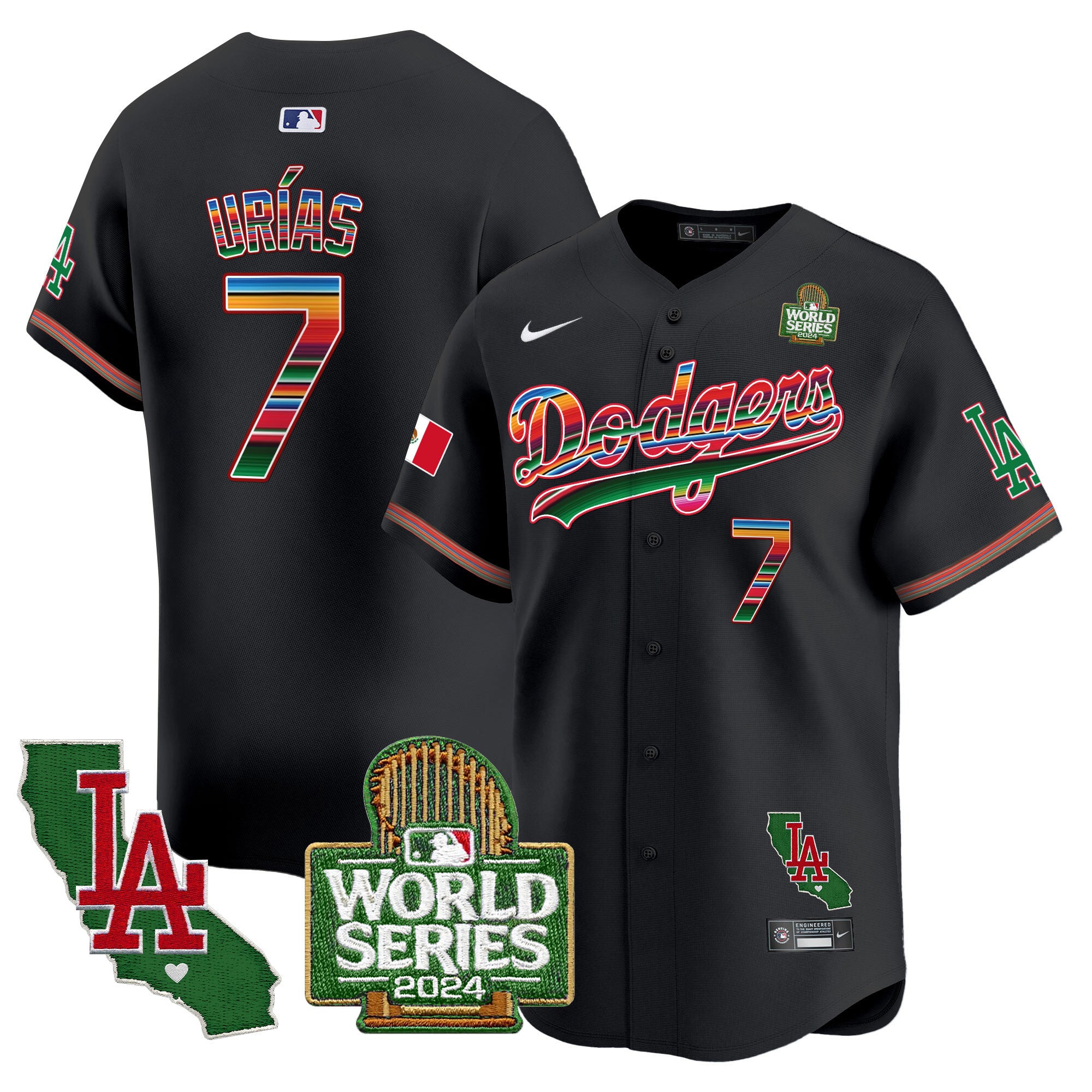 Men's Dodgers Mexico 2024 World Series Vapor Premier Limited Jersey V2 - All Stitched
