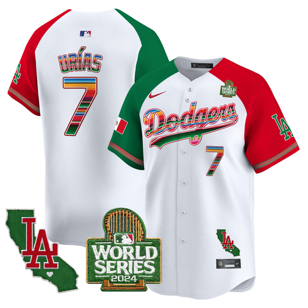Men's Dodgers Mexico 2024 World Series Vapor Premier Limited Jersey V2 - All Stitched
