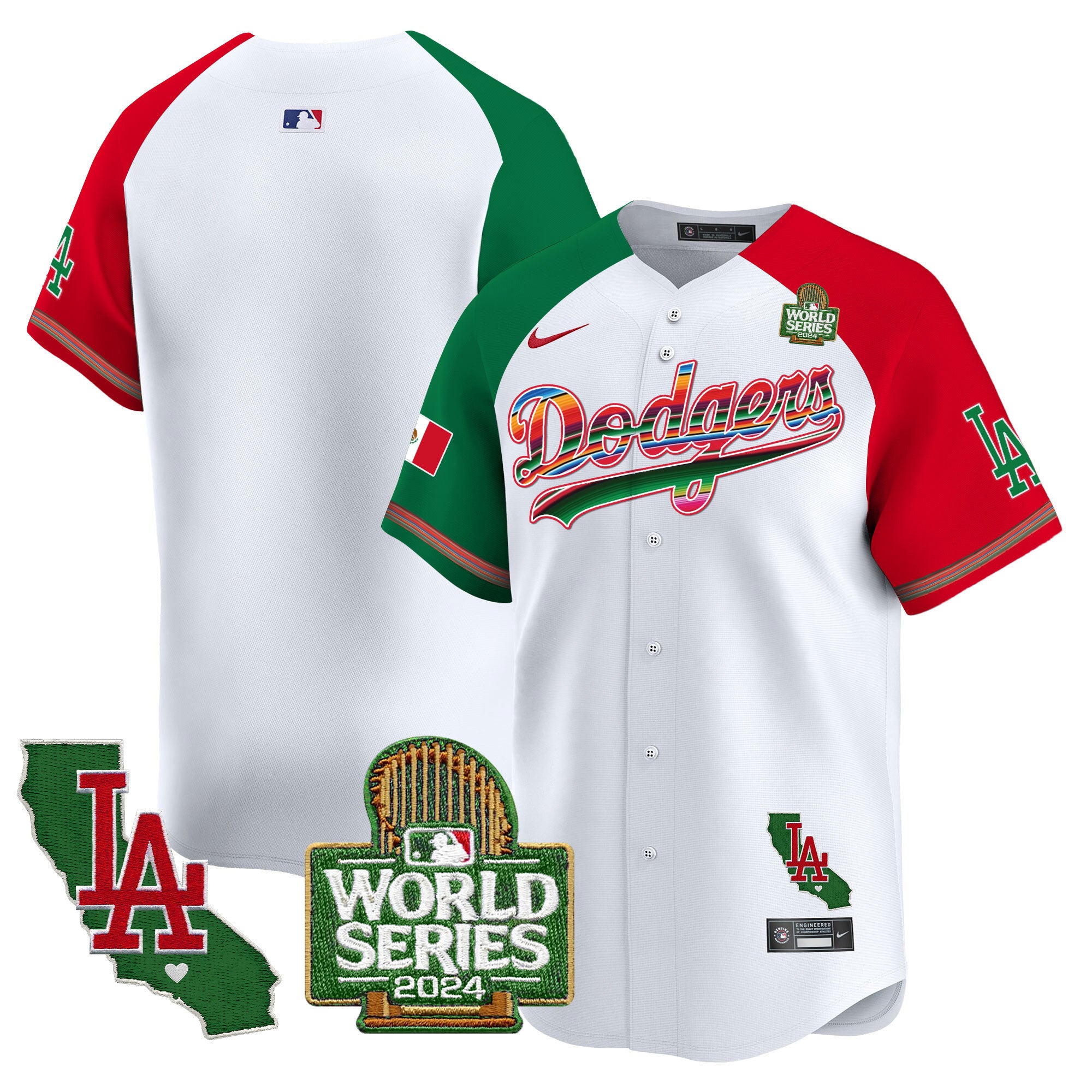 Men's Dodgers Mexico 2024 World Series Vapor Premier Limited Jersey V2 - All Stitched