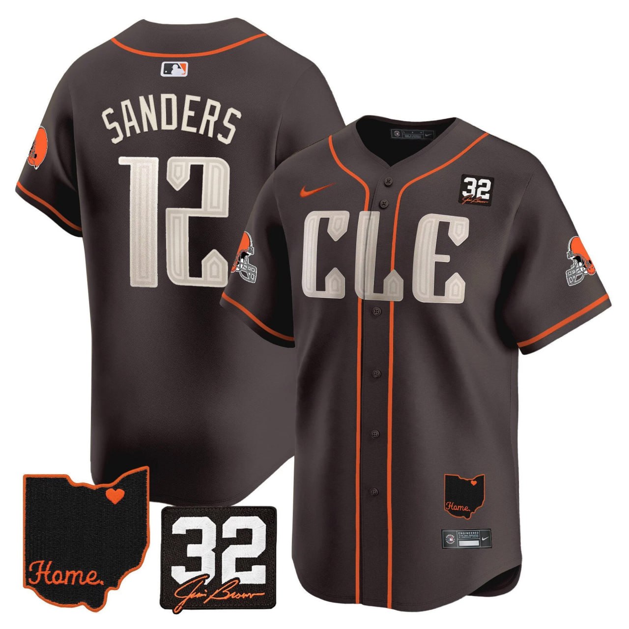 Browns #32 Jim Brown Memorial & Home Patch Vapor Premier Limited Men Jersey - All Stitched